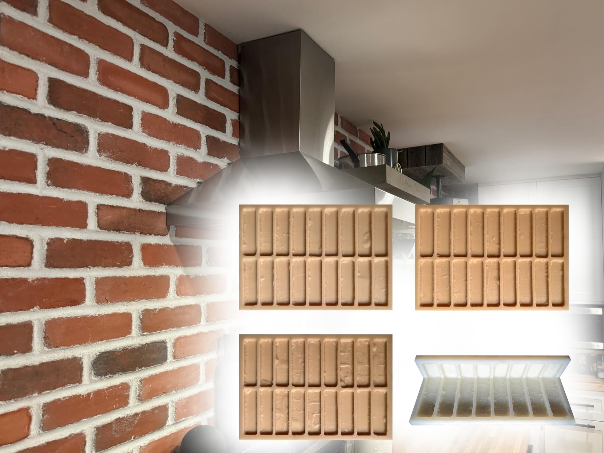 Old Brick Stone Concrete Mold Set BS 611 Set of 4 – DIY Reusable Molds for Walkways, Walls, Landscaping, Pathways, and Garden Projects – Realistic Antique Brick Texture