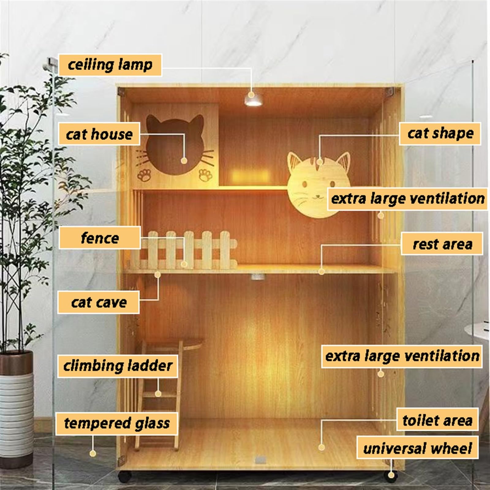 Casa del gatto Villa for gatti Gabbia for gatti in legno for uso domestico Letto a castello for gatti Nido for gatti Casa for gatti di lusso for interni a due piani Gabinetto for gatti multi-gatto Gab