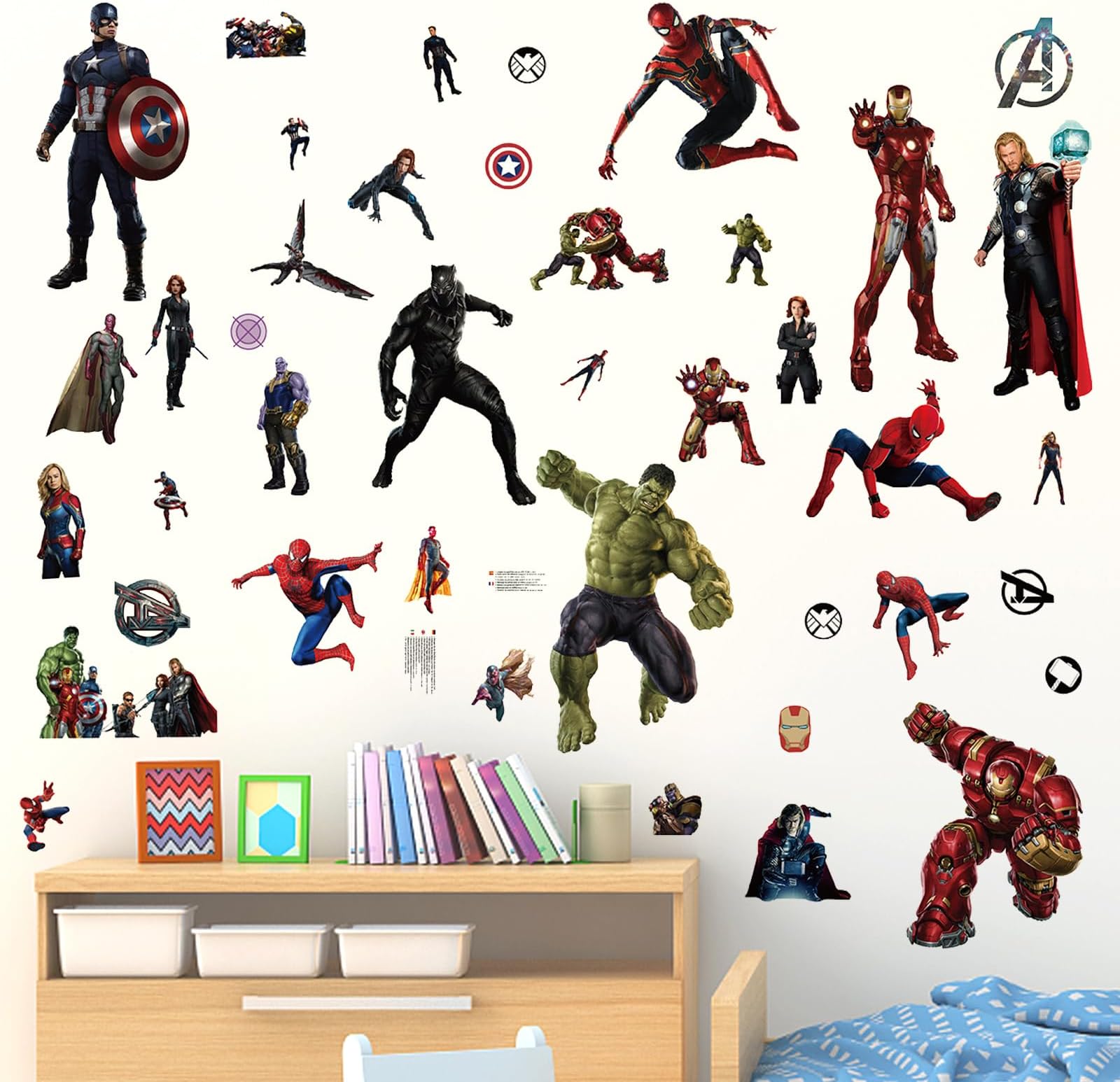 HONGP Superhero Wall Stickers 3D Wallpaper Stickers for Kids,DIY Creative Wall Decals Stickers Children Bedroom Living Room Nursery Background Wall Decor Removable Glass Stickers