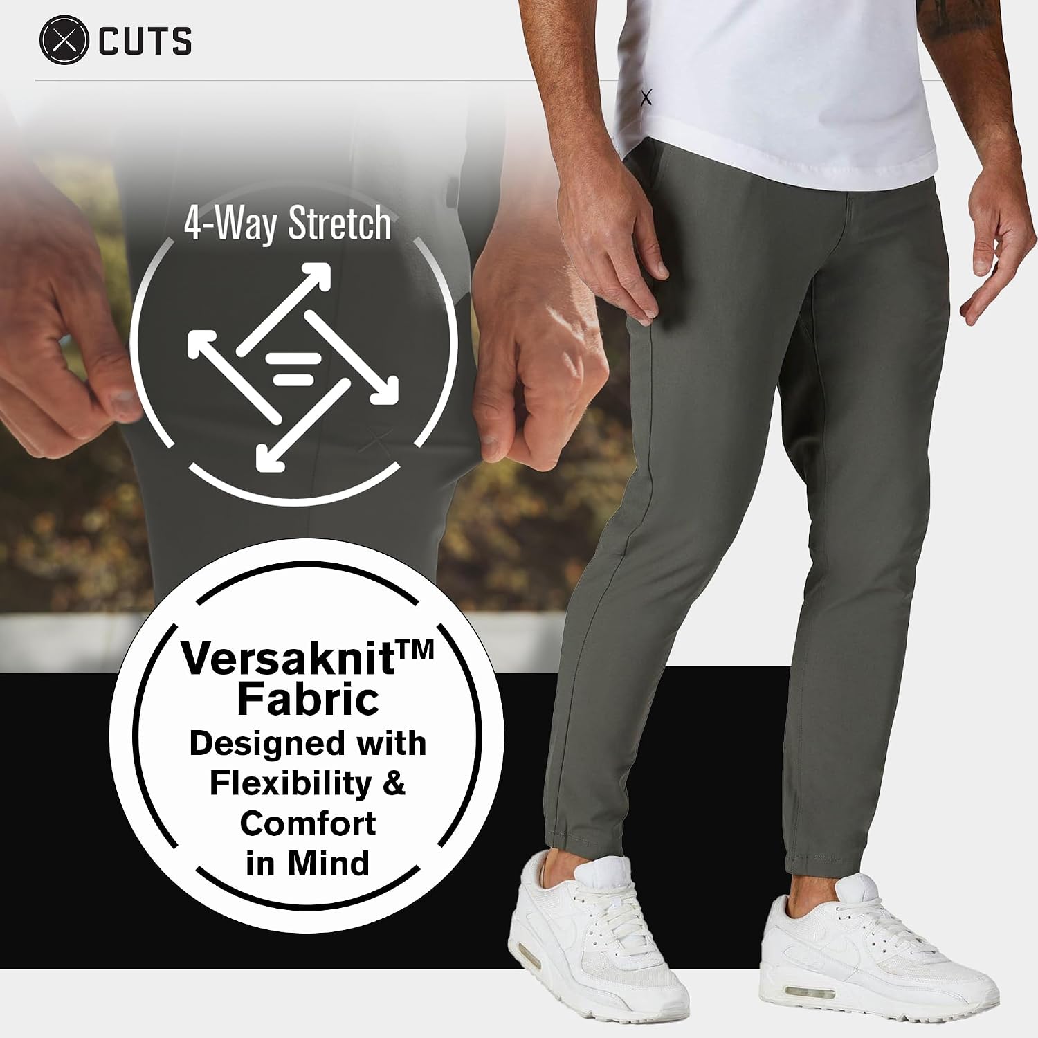 Cuts Clothing Men's Premium AO Jogger Pants | Casual Stretch Dress & Golf Pant | Tapered Fit with Pockets