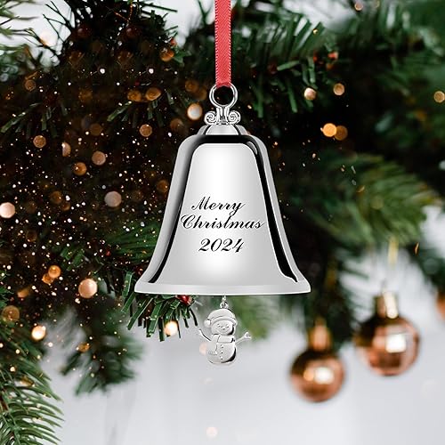 Miniatura 2 de Paquete de 4 campanas de Navidad de vaca, campanas de Navidad rústicas hechas a mano, campanas colgantes con cuerda, campanas de metal de latón,