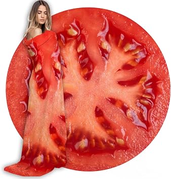 Tomato Blanket Realistic Food Blanket - Kids & Adults Round Funny Throw, 47 Inches