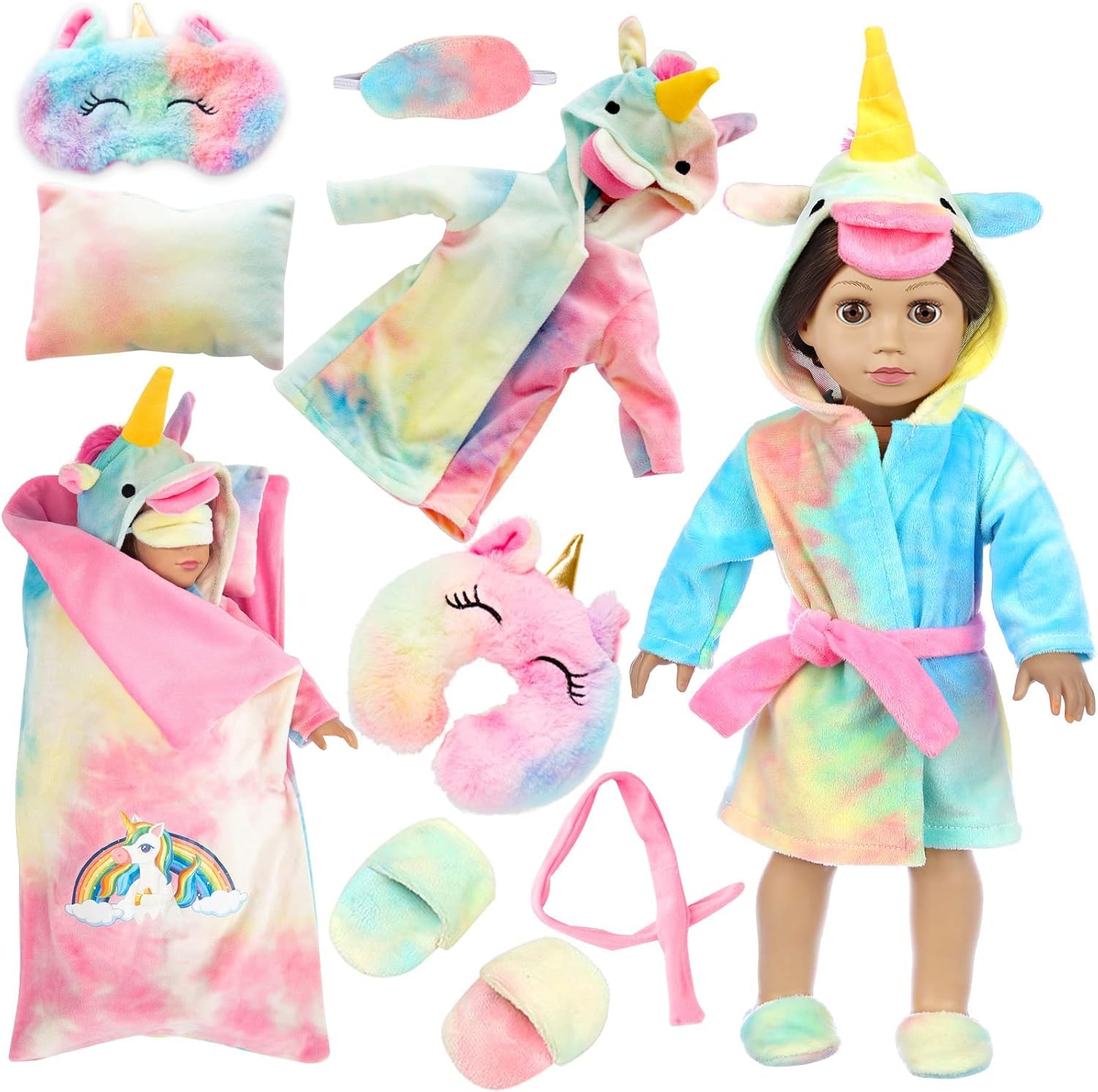 XFEYUE American 18" Doll Clothes and Sleeping Bag Accessories Outfit Set