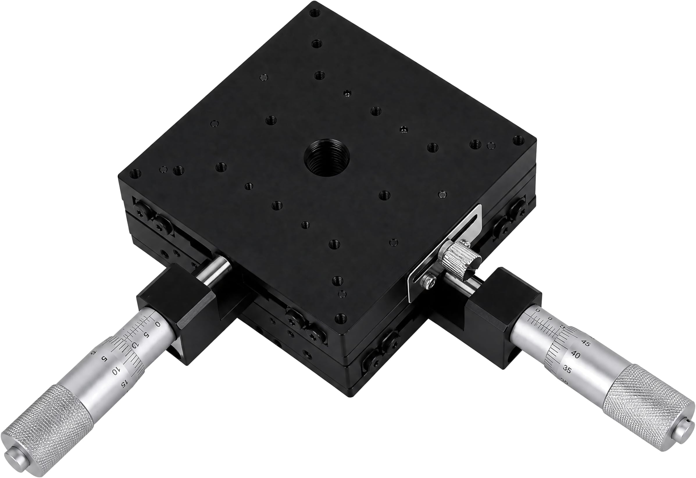 XY Linear Stage, Keenso SEMY100-AC Micrometer Manual Precision Linear Translation Stage Displacement Trimming Bearing Sliding Table Cross Roller Guide XY Axis 100x100x40mm Platform Size