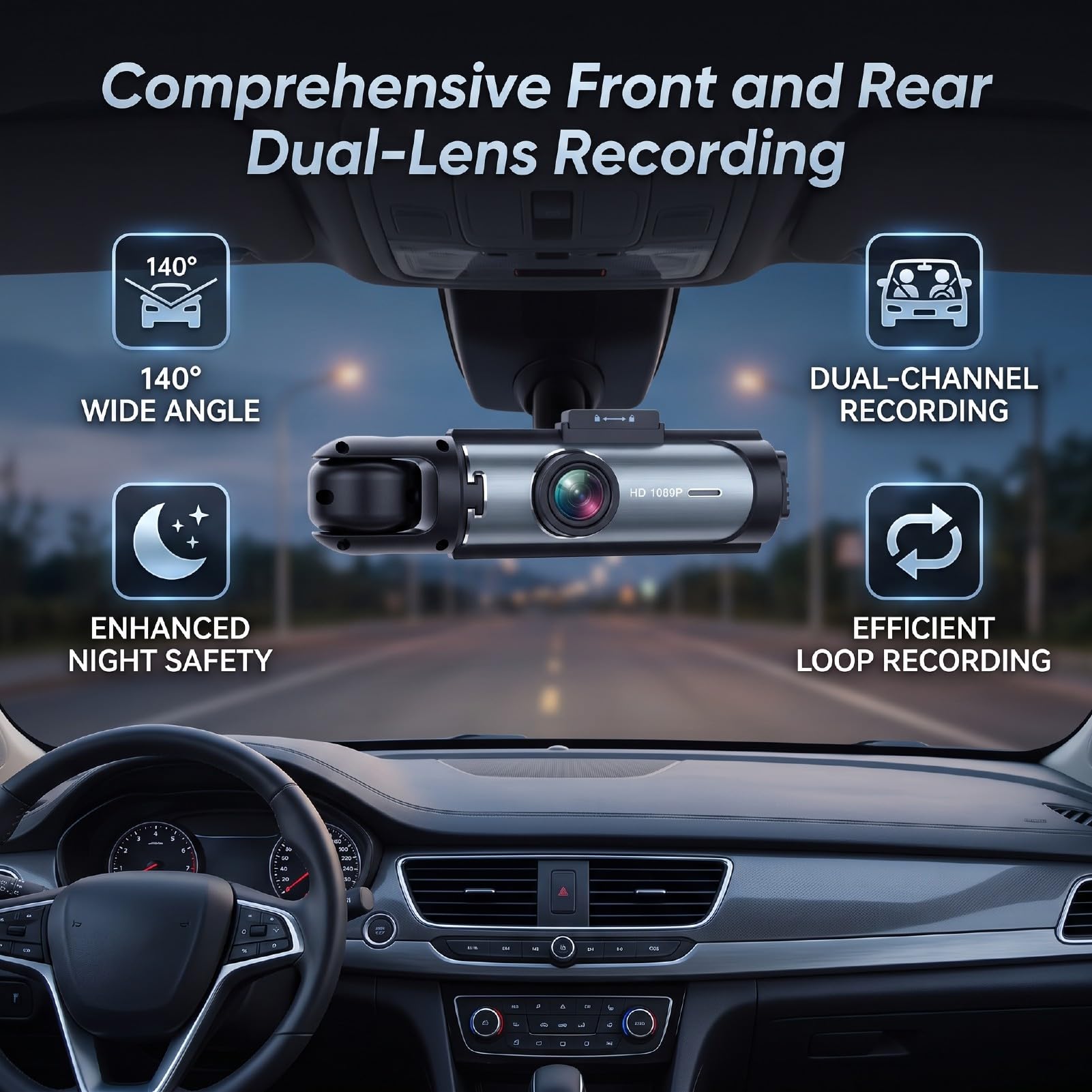 Sxhlseller Dash Cam Anteriore e Posteriore Grandangolare da 140 Gradi da