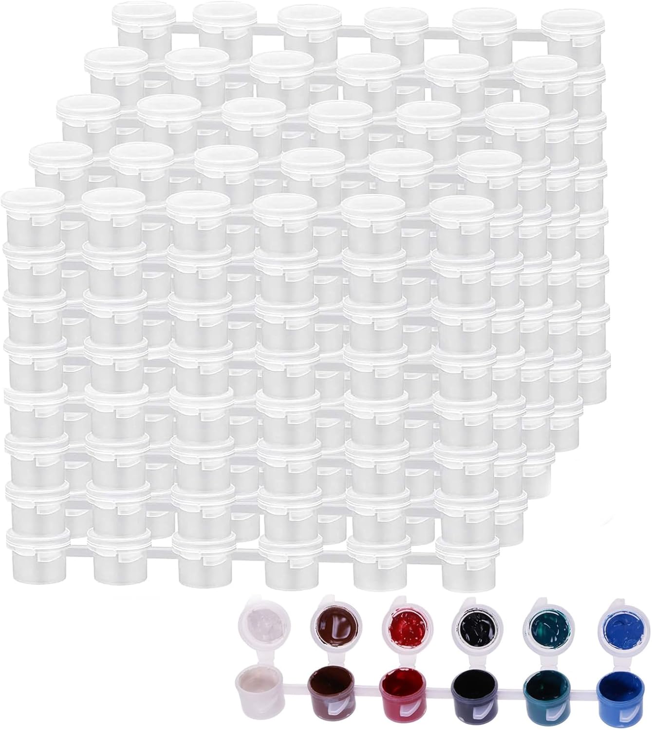 300 PCS Empty Paint Pots 3ml / 0.1oz Paint Pots with lids 50 Strips