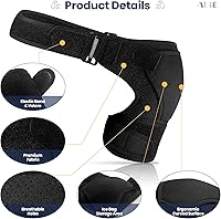 Vista 6 de Soporte de hombro para recuperación de hombres y mujeres, soporte de hombro ajustable para manguito rotador, alivio del dolor en las articulaciones