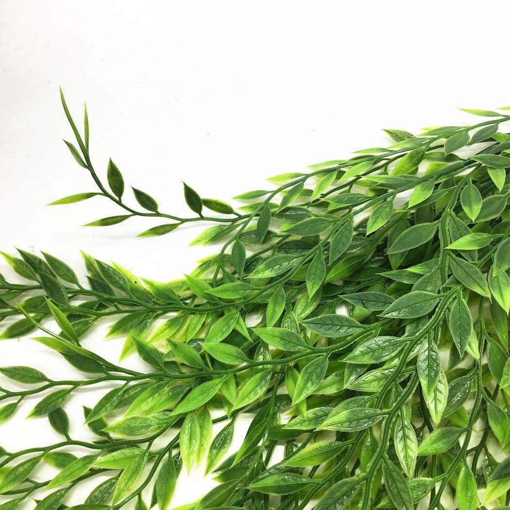 Artificial Weeping Willow, Plastic Plants Greenery Leaves Fake Hanging Vine Faux Ivy Garland UV Resistant for Home Indoor Outdoor Garden Door Wall Baskets Wedding Party Table Decor Decoration - 8 Pcs - Image 3