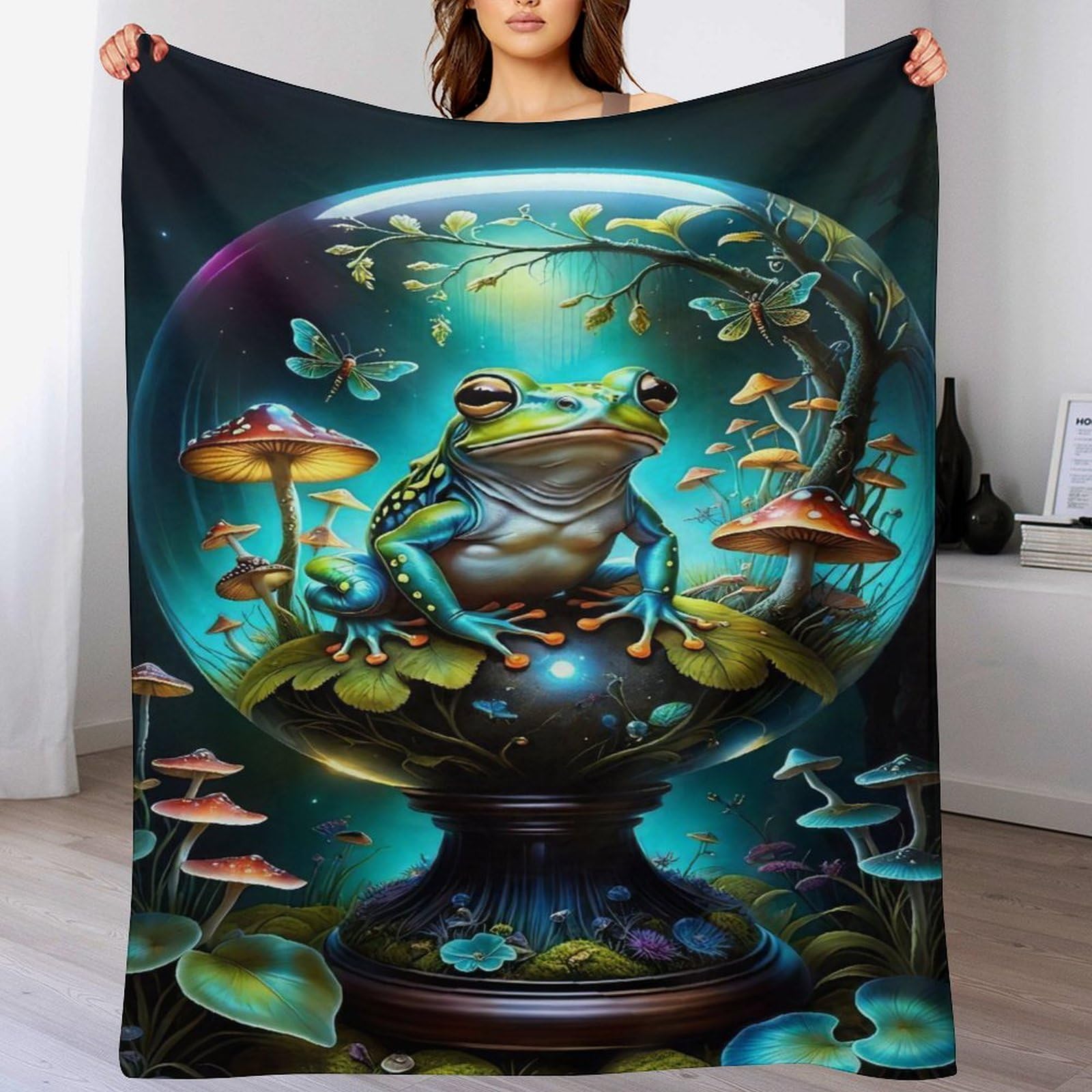 Couverture polaire grenouille 140x180 pour des soirées canapé cocooning