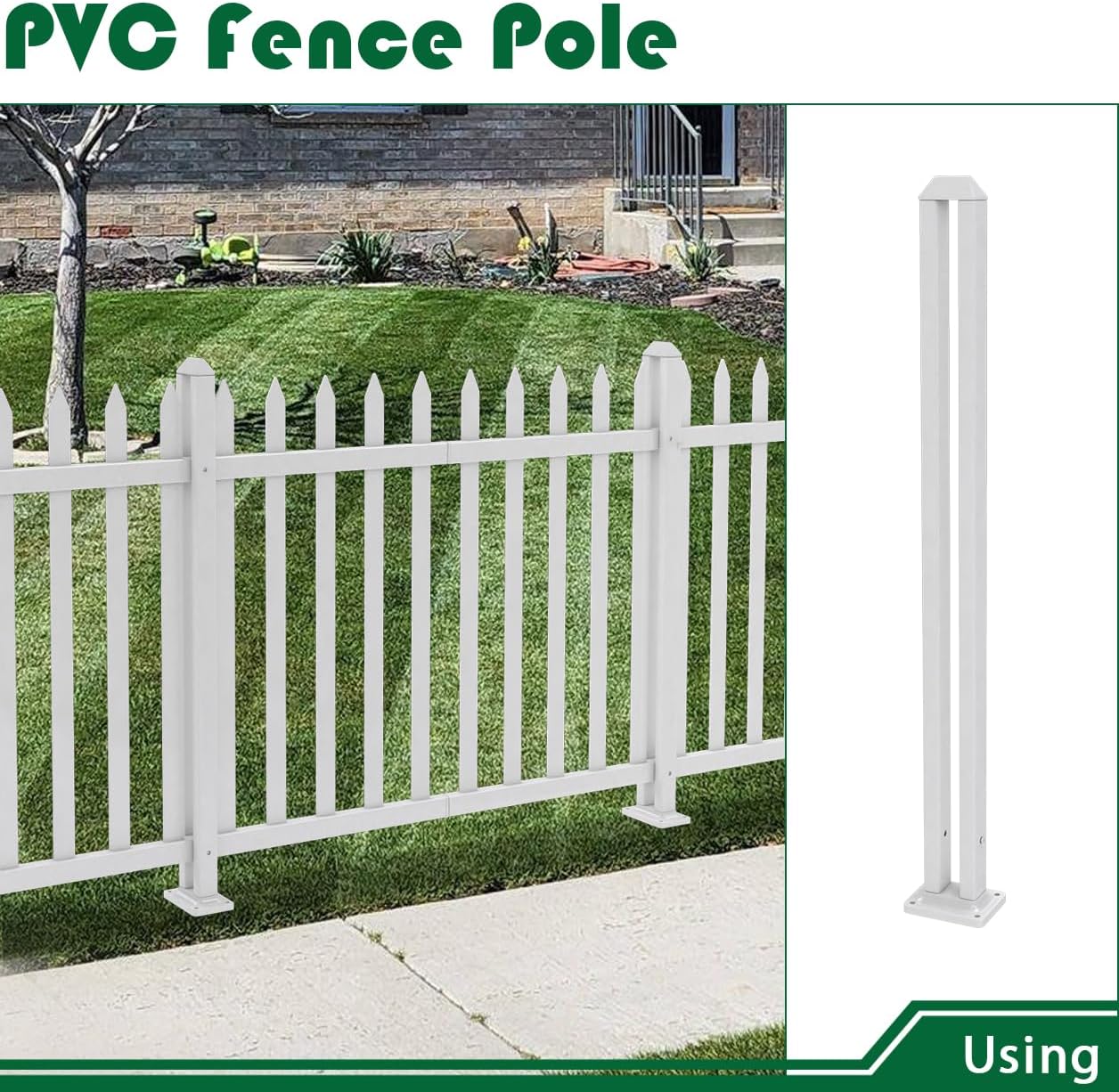 Outdoor Garden Vinyl Fence, 36 Inch Post for Straight PVC Fencing, White Picket Accessories for Yard Patio Decorative Air Conditioner
