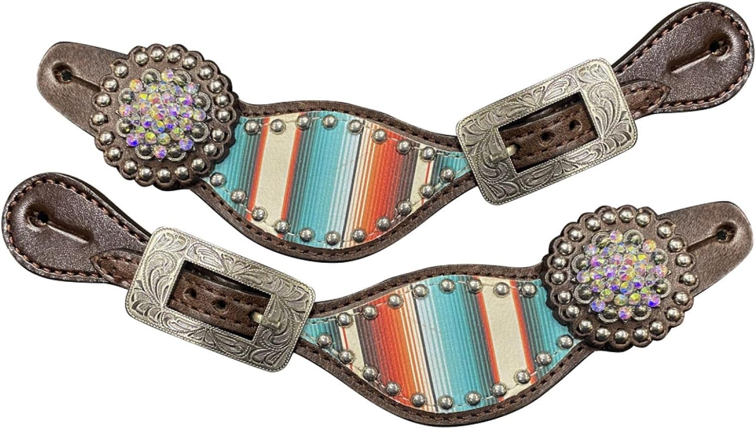 Showman Ladies Southwest Serape Print Leather Spur Straps