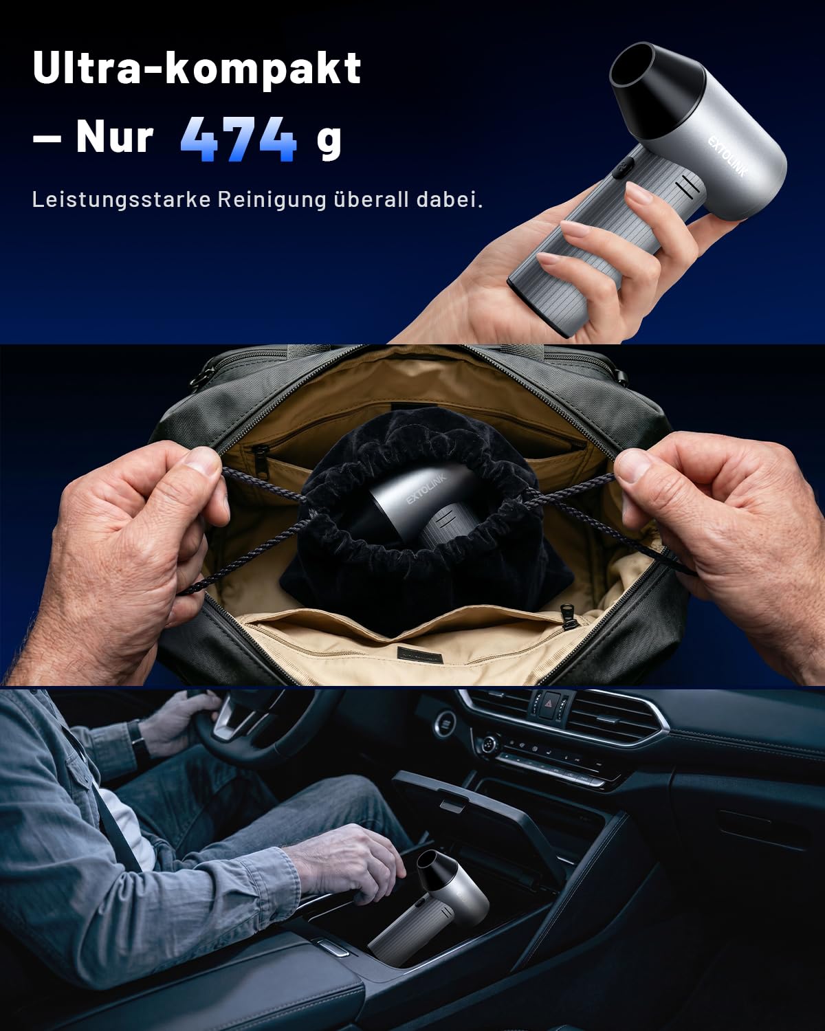 Elektrische Staubgebläse 330,000 U/min Druckluftspray mit 3-Stufige Einstellung, 7500mAh Akku & PC Cleaning Druckluft Kit, Compressed Air Duster für Desktop, PC, Tastatur, Laptop, Car