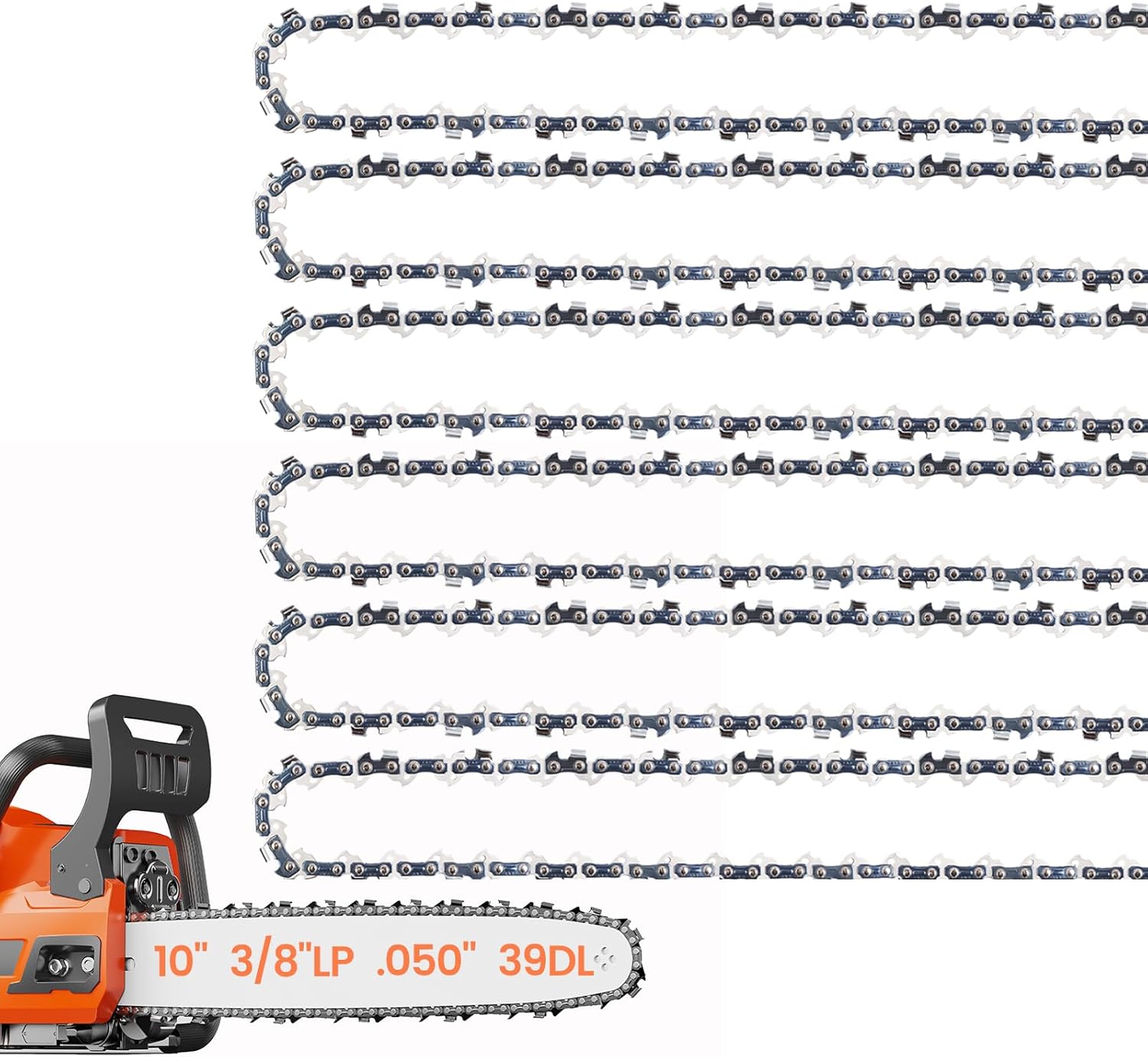 E & S 6 Pack 20 Inch Chainsaw Chain .325" Pitch .058" Gauge 76 Drive Links Semi-Chisel Chain Saw Chains for Oregon, Stihl, Husqvarna, Poulan, Craftsman, Greenworks and More Chainsaw Brands