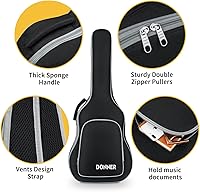 Vista 4 de Donner - Funda para guitarra acústica de 40 a 41 pulgadas, acolchado de esponja de 5 mm de espesor, nailon Ripstop 600D resistente al agua, funda