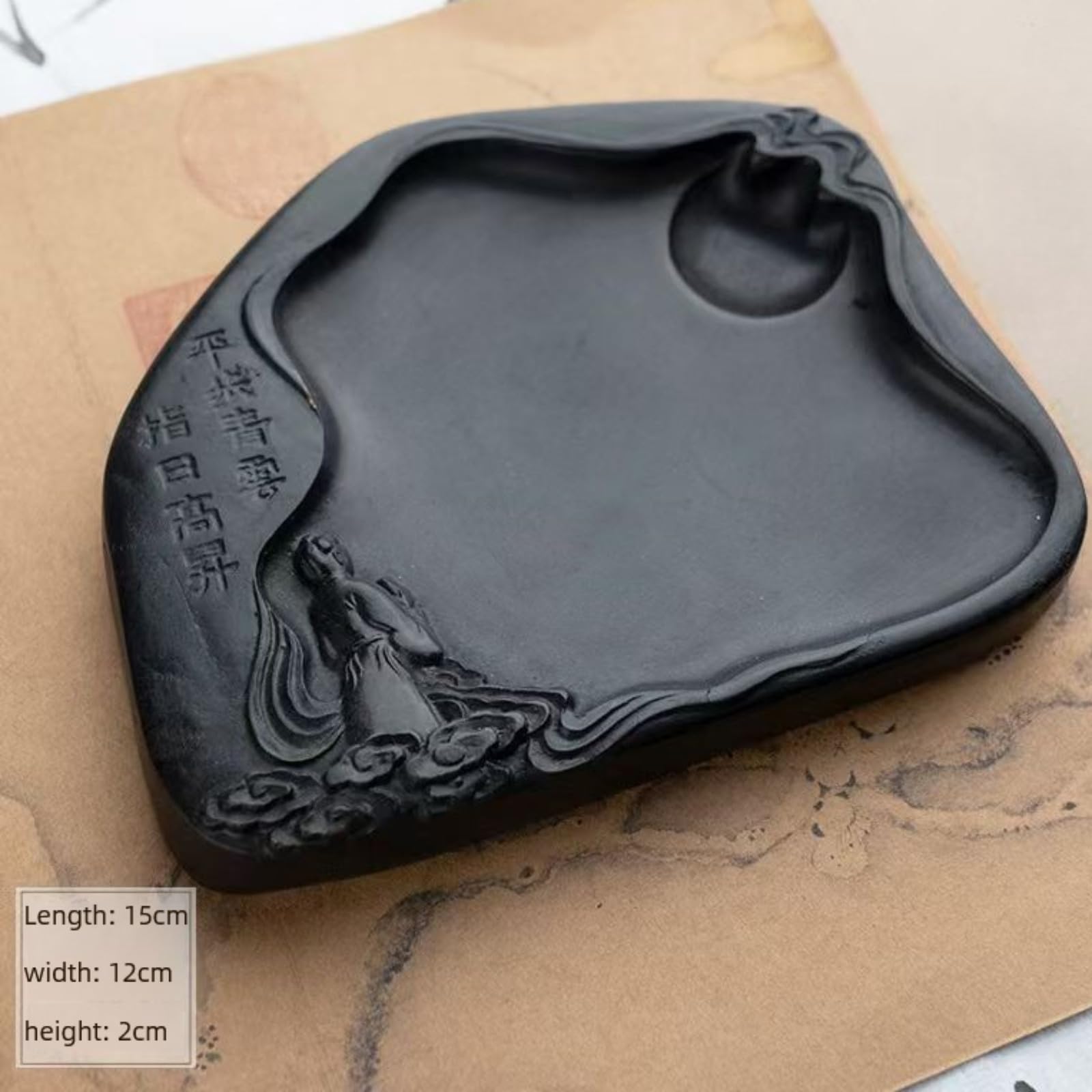 Inkstone Fournitures de calligraphie 15 cm Pierre à encre de style ancien Style chinois