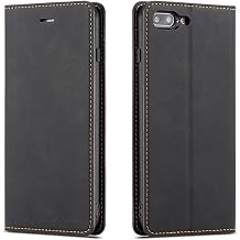 QLTYPRI Wallet Case for iPhone 7 Plus/8 Plus, 3 Card Holders, Black