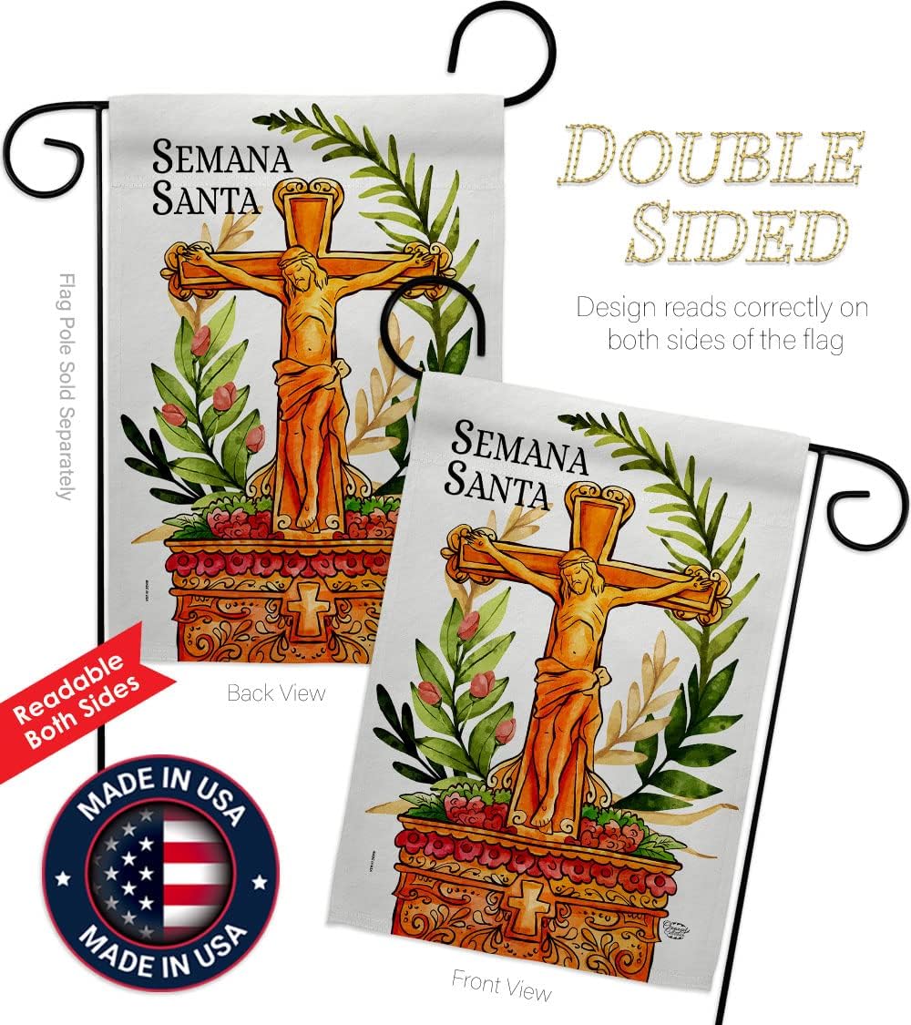 Semana Santa Garden Flag Religious Faith Hope Grace Peace Dove Christian Religion Easter House Decoration Banner Small Yard Gift Double-Sided, Made in USA