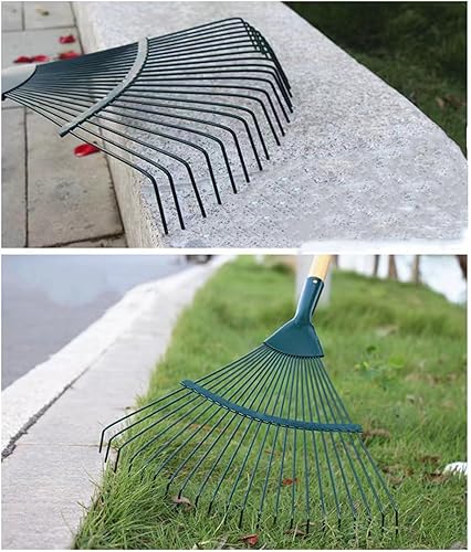 Miniatura 6 de Rastrillo de paisaje, rastrillo de repuesto para césped, rastrillo de jardín, 22 dientes, hoja de abanico de acero para césped, patio, flores,