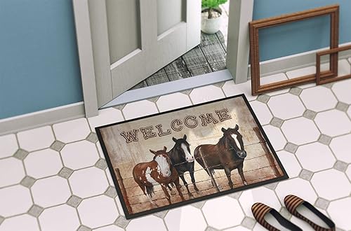 Miniatura 4 de Caroline's Treasures SB3059JMAT - Tapete de bienvenida con caballos, 24 x 36 pulgadas, tapete para puerta delantera, interior y exterior, para