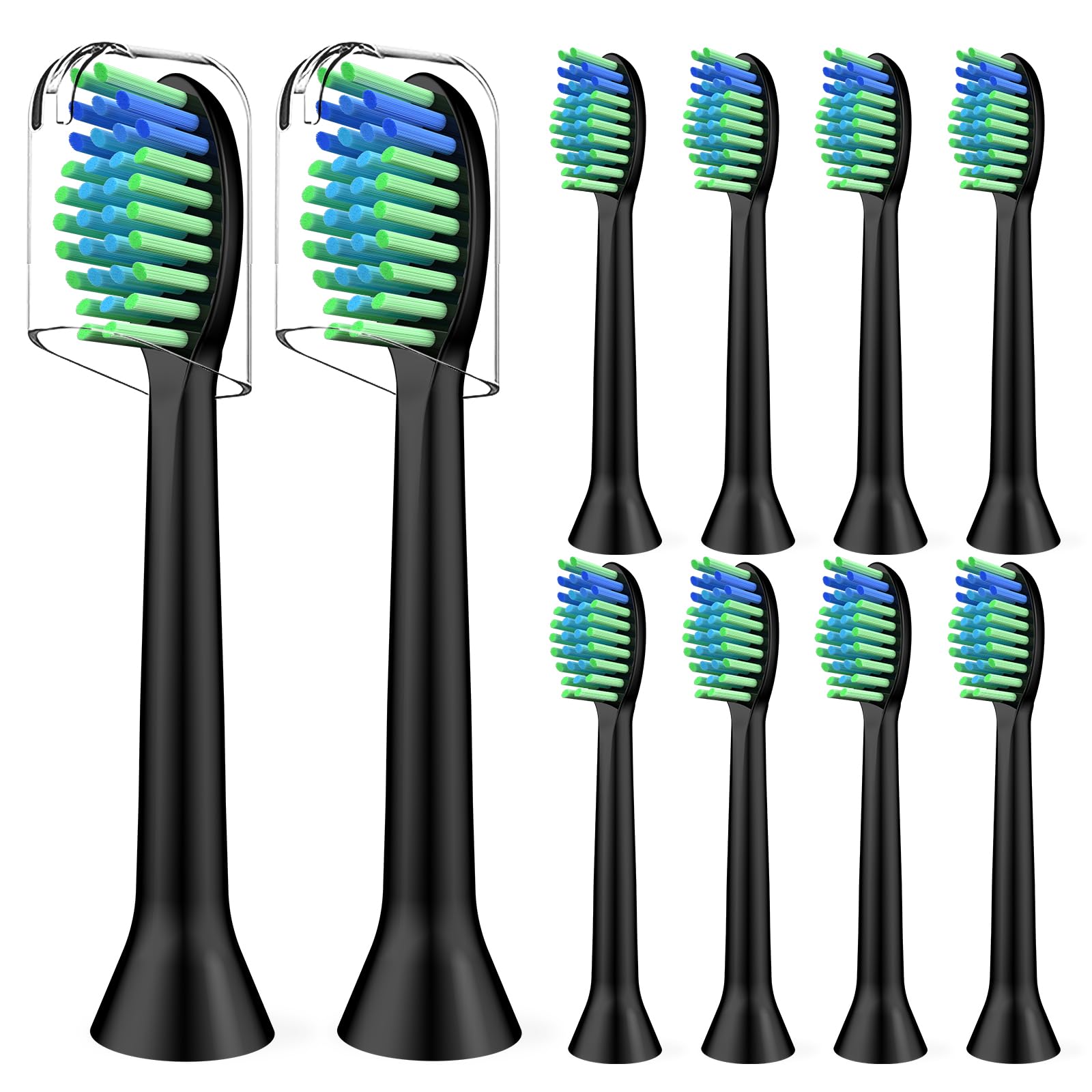 Cabezales de cepillo de dientes de repuesto compatibles con 7am2m AM102/AM105 Sonic cepillo de dientes eléctrico – Recambios de cabezales de cepillo suaves compatibles con 7 am 2 m, negro, 10 unidades
