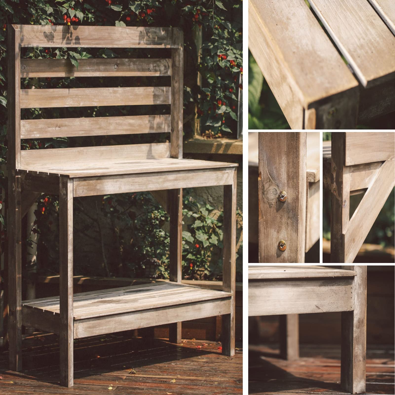 Vintage Garden Workstation Table, Outdoor Potting Bench