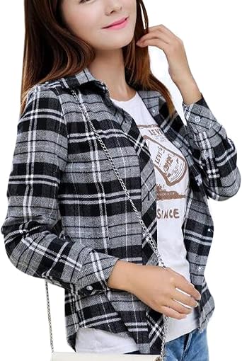 Amazon.com: Aro Lora de la mujer manga larga Plaid algodón camisa blusa  abrigos, XXL, gris : Ropa, Zapatos y Joyería