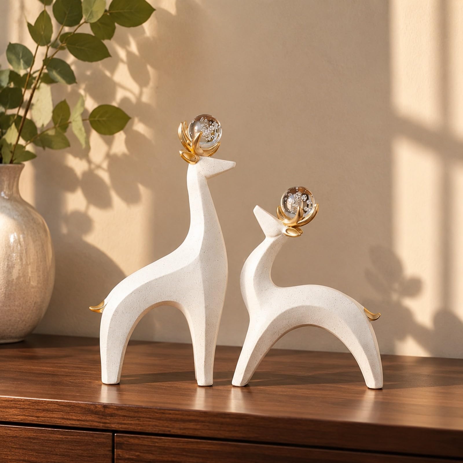 2 Piezas Adorno Escritorio Elegante, Beige