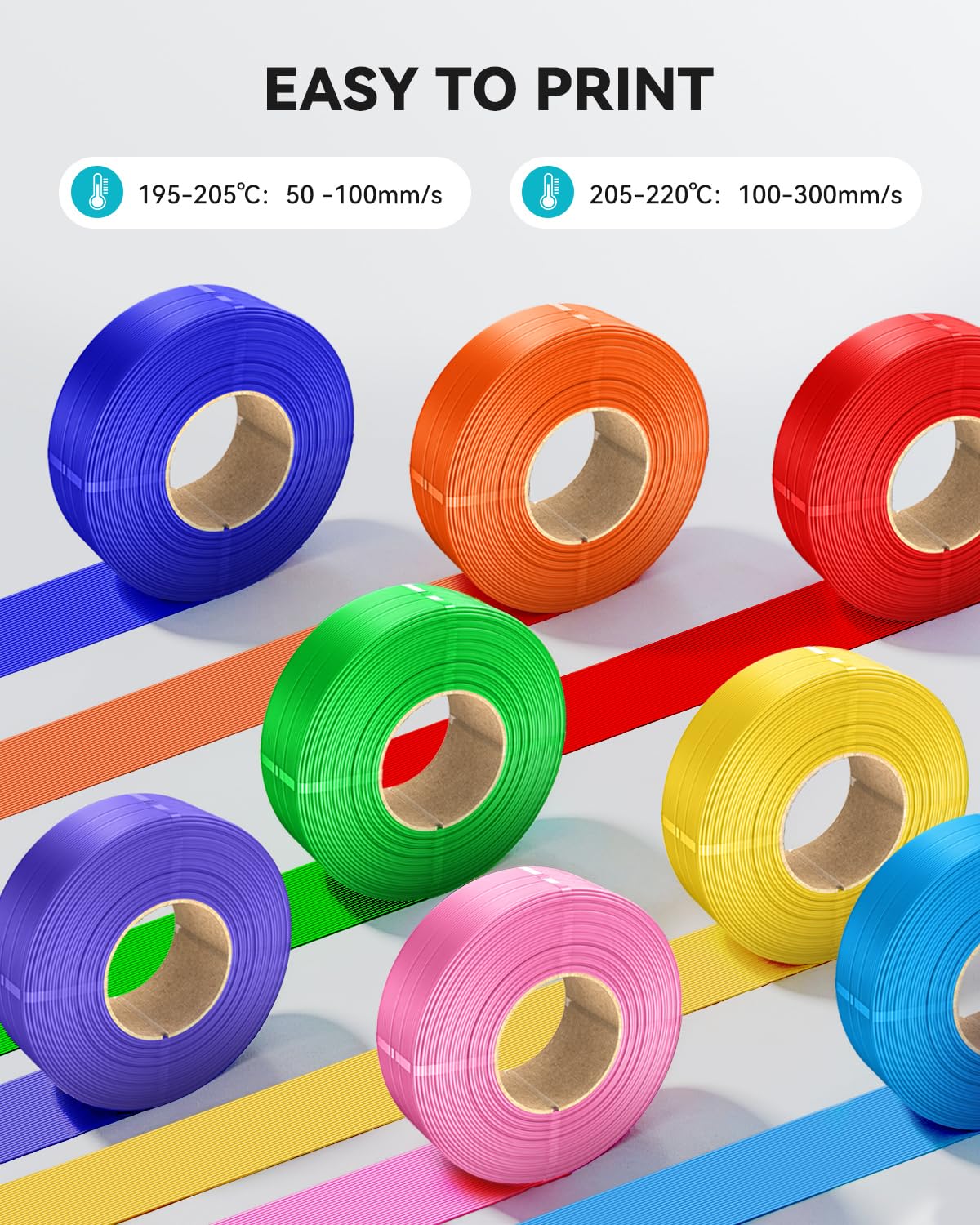 SUNLU PLA+ Filament Refill 1.75mm 4KG, PLA Plus 3D Drucker Filament, No-Spule Filament PLA Refill Schwarz for Reusable Spulen Compatible with Bambu Lab Drucker, 4 Rollen 1KG/Rolle