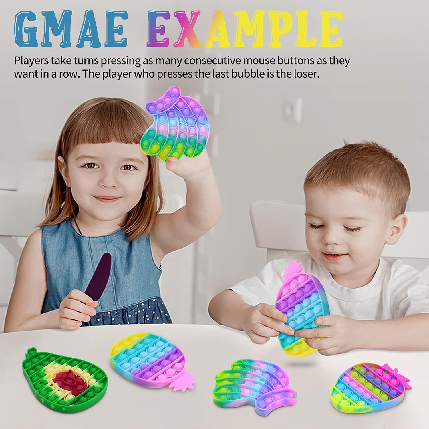 4 Pack Pop Bubble Sensory Fidget Toy Macaron Rainbow Pushing It Popper Toy for Kids and Adults Cute Popitsfidgets Toys Cheap Popit Gift Toy(Strawberry+Banana+Pineapple+Avocado)