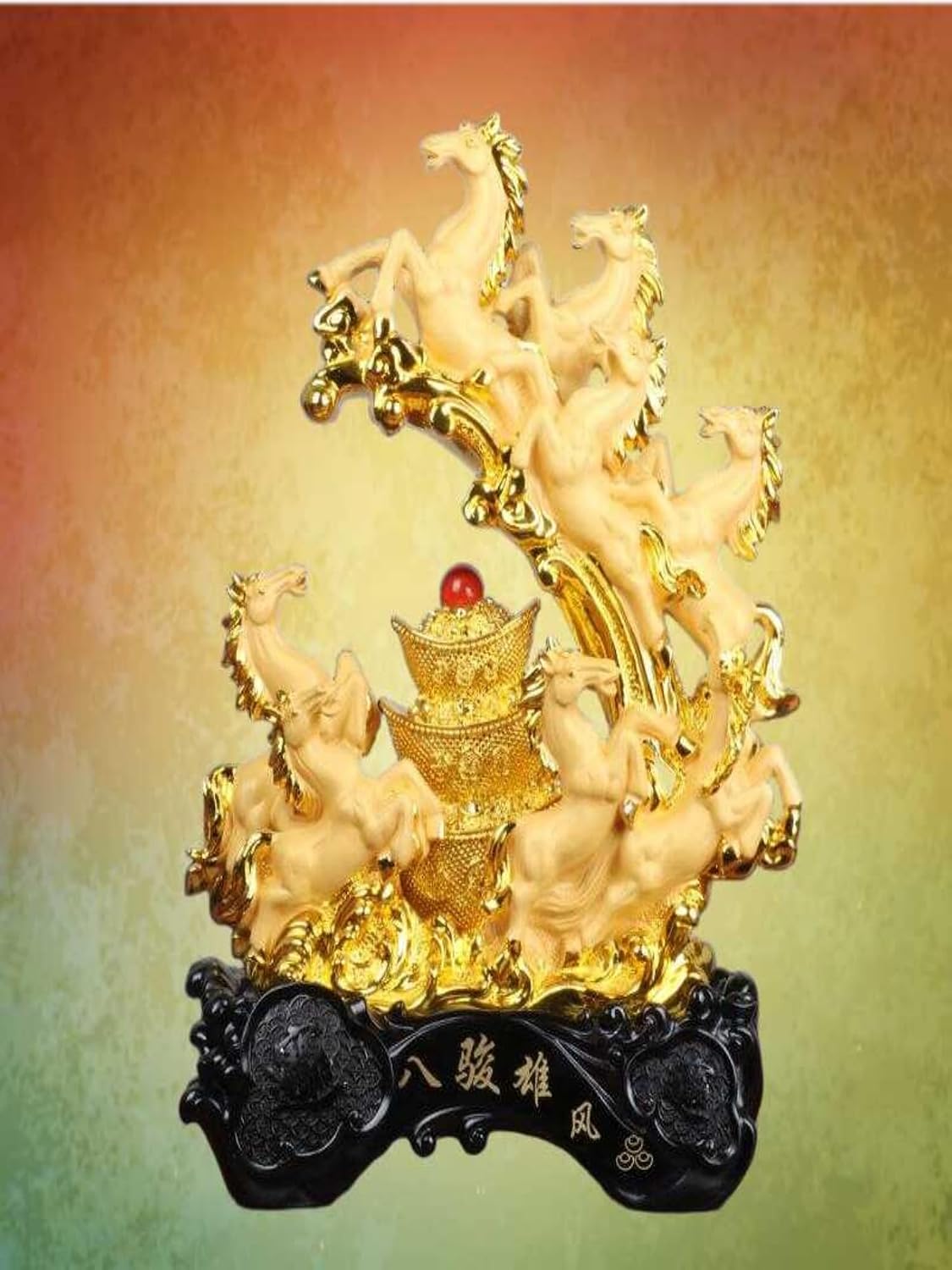 MOYEE 八骏雄风马摆件 Crafts for Home Office TV Decoration 生肖马家居客厅玄关酒柜办公室桌面开业乔迁 Start Business Decorations - 1358