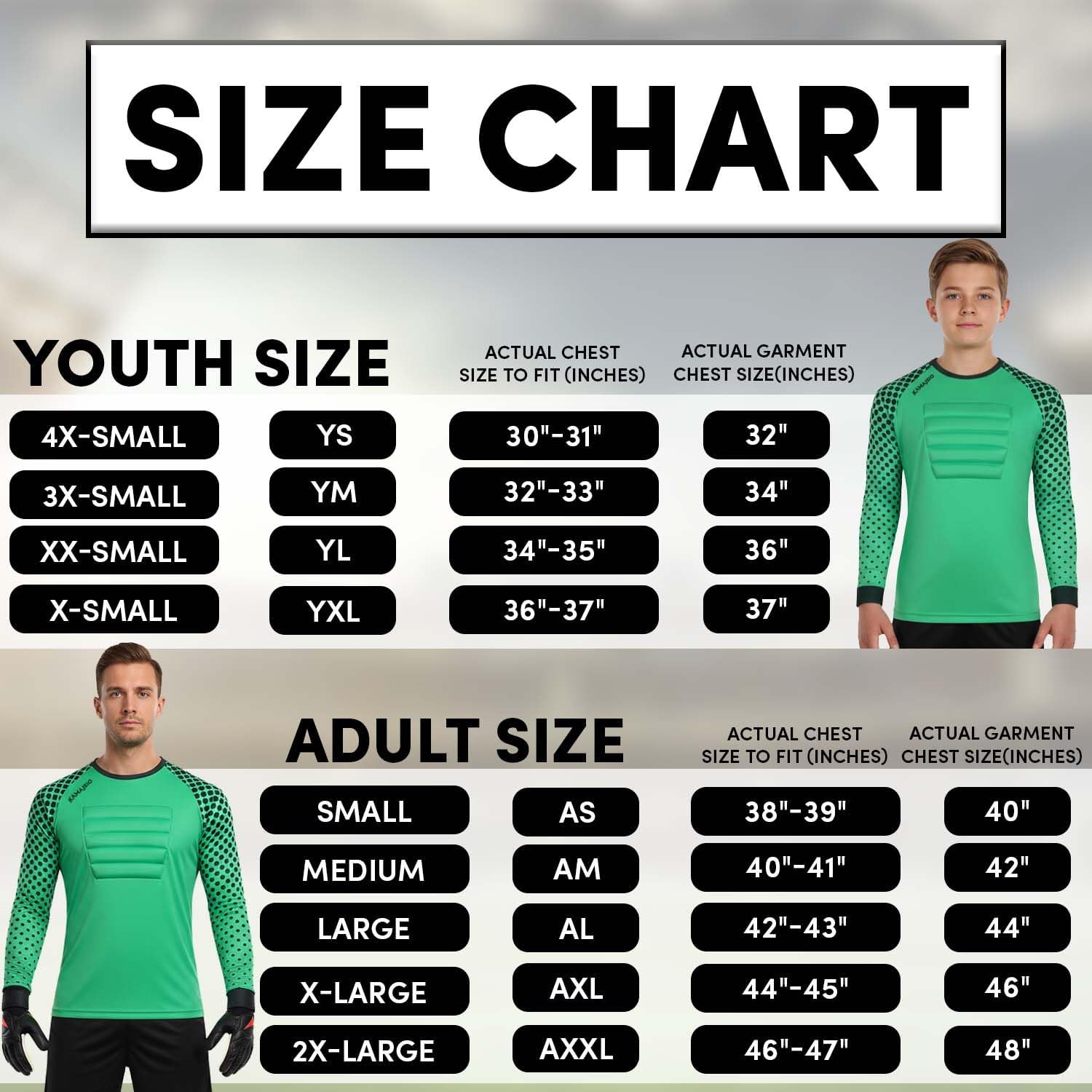 Soccer Goalie Jersey Youth & Adult - Padded Goalkeeper Jersey - Long Sleeve Soccer Goalie Shirt for Kids, Men, Women