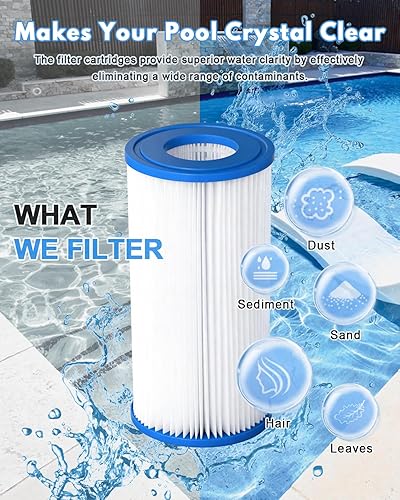 Miniatura 5 de Cartucho de filtro de piscina para tipo A o C, compatible con piscinas elevadas 29000E59900E, filtro reutilizable tipo AC para bomba de filtro de