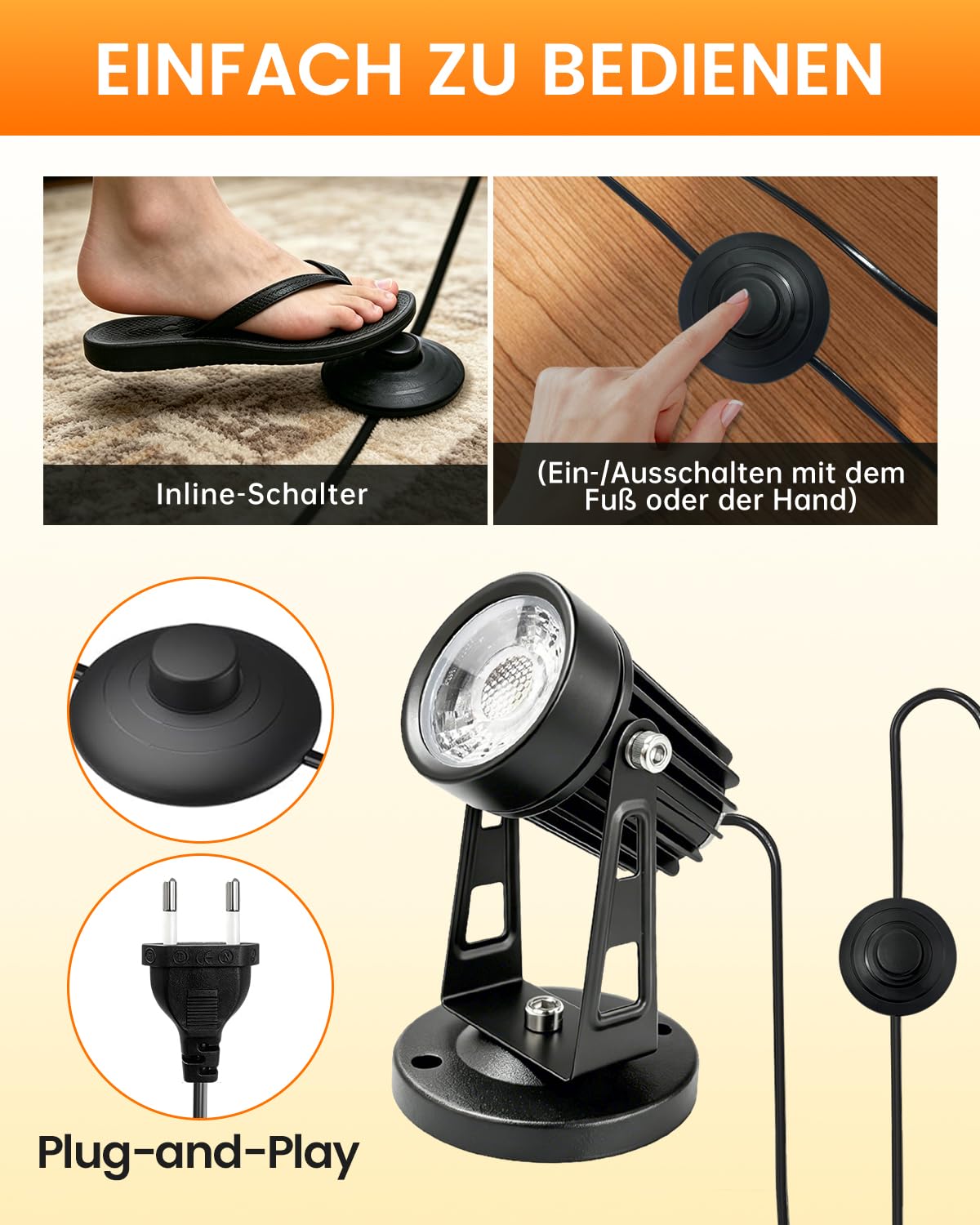 Lampa ścienna do wnętrz 5 W z przełącznikiem i gniazdkiem, zestaw 2 lamp LED do wnętrz i obrazów 3000 K/4000 K/5000 K do oświetlenia akcentującego lub dzieł sztuki