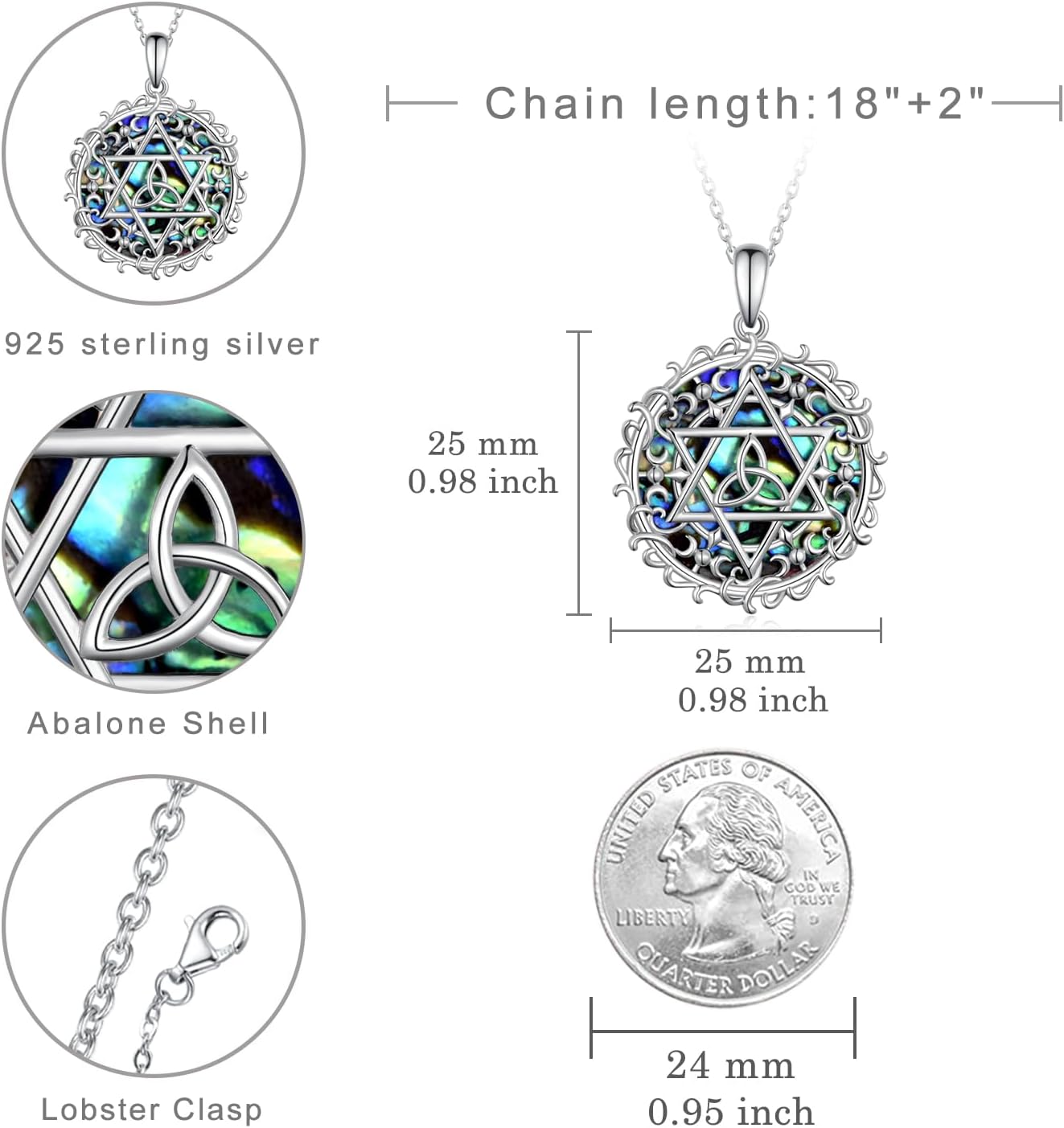 Star of David Necklaces 925 Sterling Silver Celtic Knot Necklace Star of David Pendant Celtic Jewelry for Women - Image 6