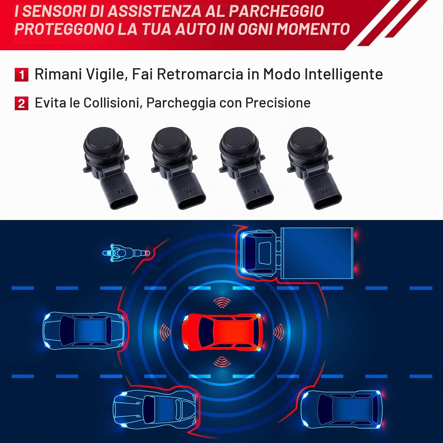 LICHENGTAI Set di 4 sensori di parcheggio PDC anteriori e posteriori compatibili con BMW Serie 3 F30 F31 F80 Serie 1 F20 F21 4 F33 F83 PDC Assistenza al parcheggio Sensori di retromarcia Sensore di