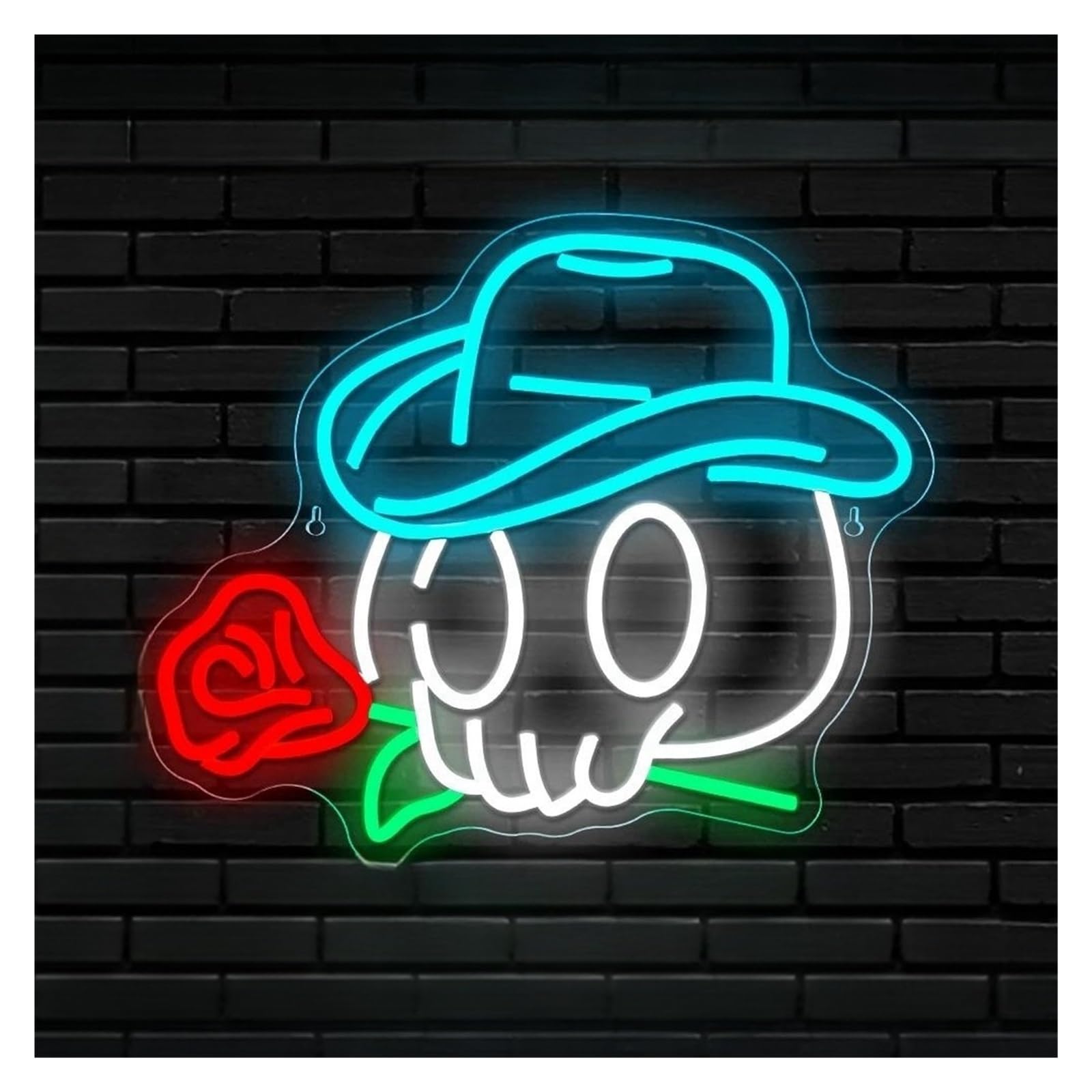 LEMST Signs Lamp Cowboy Skull Neon Sign Skeleton Light USB Powered Dimmable for Party Living Room Wall Decor 38cmх32cm
