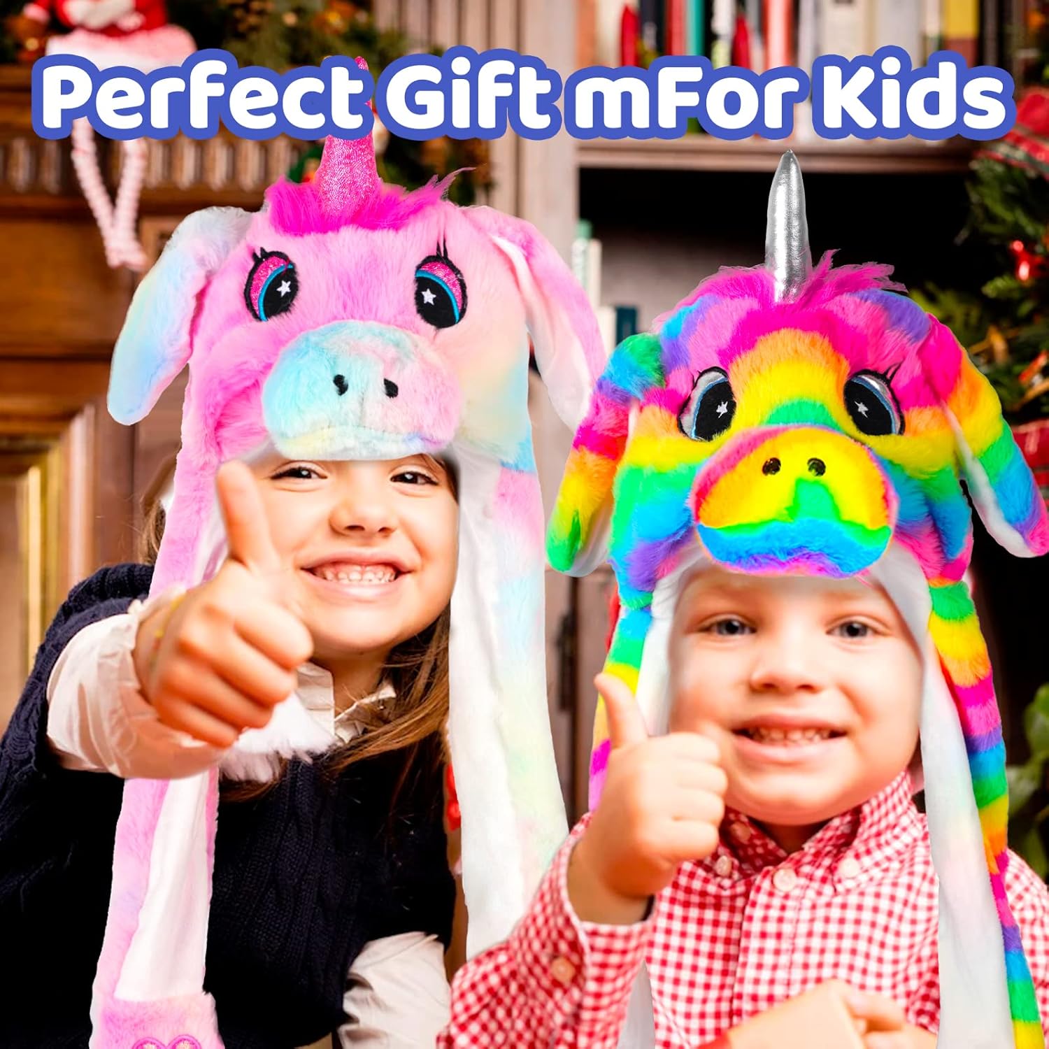 2 Pack Unicorn Ear Moving Hat Plush Animal Ears Jumping up Hat Two Style Halloween Christmas Cosplay Novelty Party Cap for Adult Women Kids - Image 4