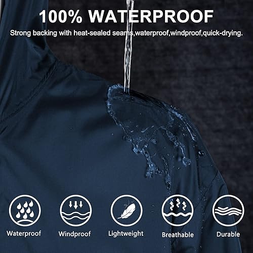 Miniatura 5 de Chaqueta de lluvia larga para hombre, impermeable, poncho de lluvia con capucha, chaqueta ligera de emergencia para actividades al aire libre