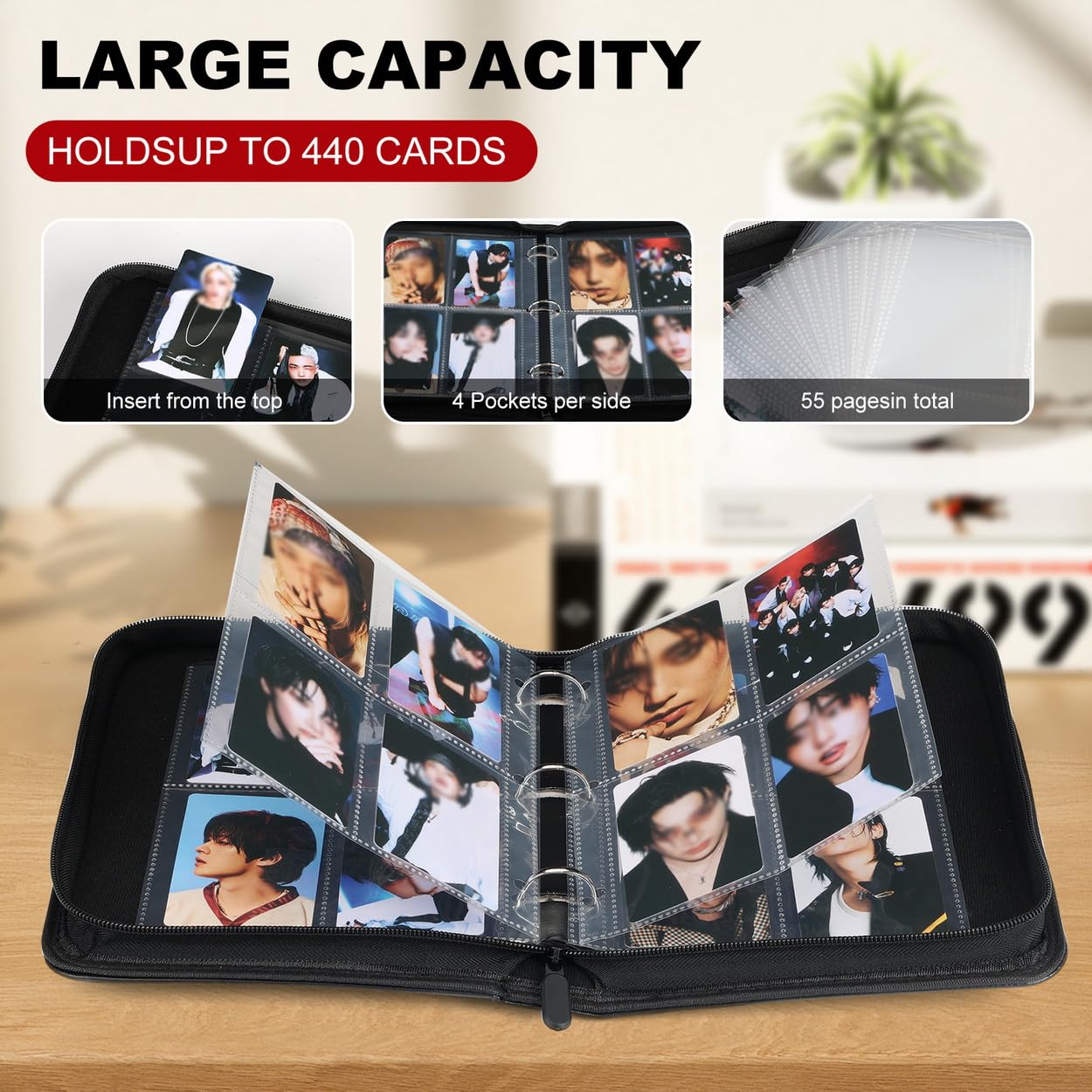 Raccoglitore per fotografie, 4 tasche, 440 carte, per album fotografici, per fan e regali