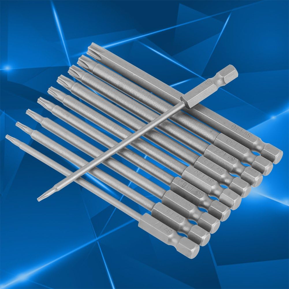 Torx Long Screwdriver Set, Security Torx Screwdriver Set, 10 Pcs Alloy Steel Star Screwdriver Set, Slotted Screwdriver Bit Set for Repairing Computer Camera Eyeglasses
