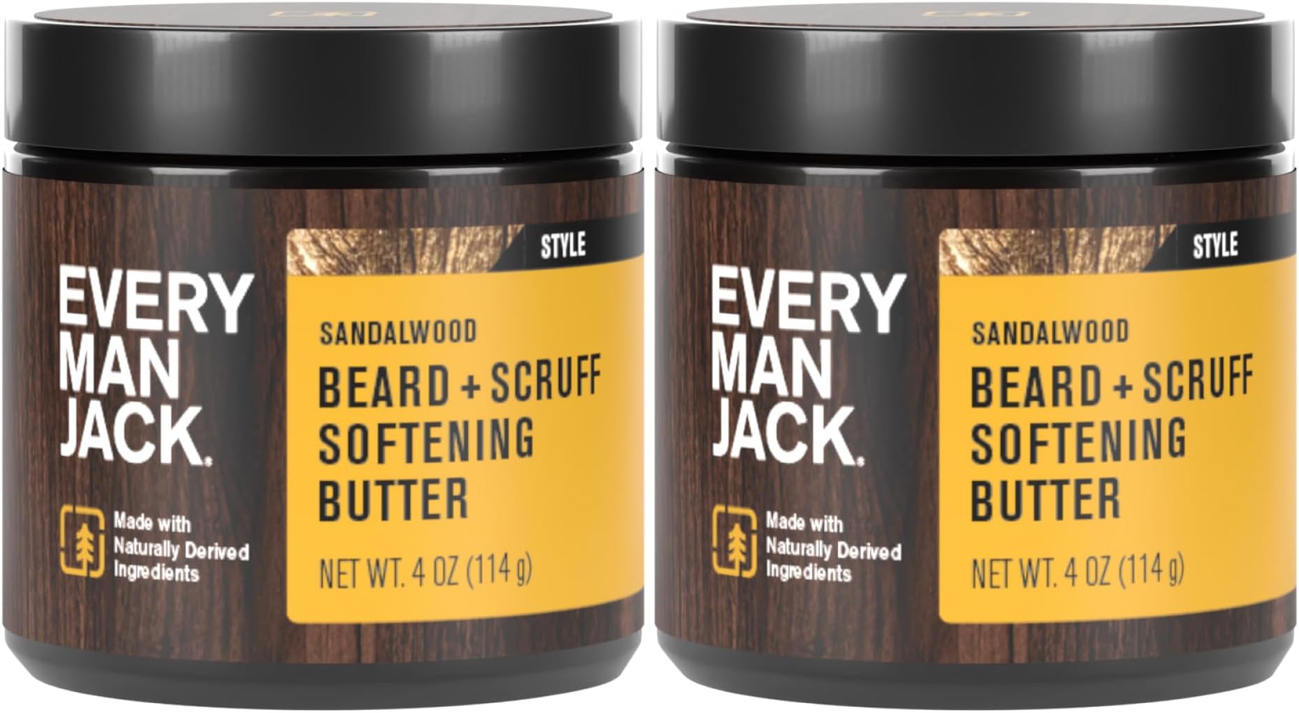 Every Man Jack Beard Butter- Subtle Sandalwood Fragrance - Hydrates and Styles Dry, Unruly Beards While Relieving Itch - Naturally Derived with Shea Butter and Coconut Oil - 4-ounce (2 Pack)