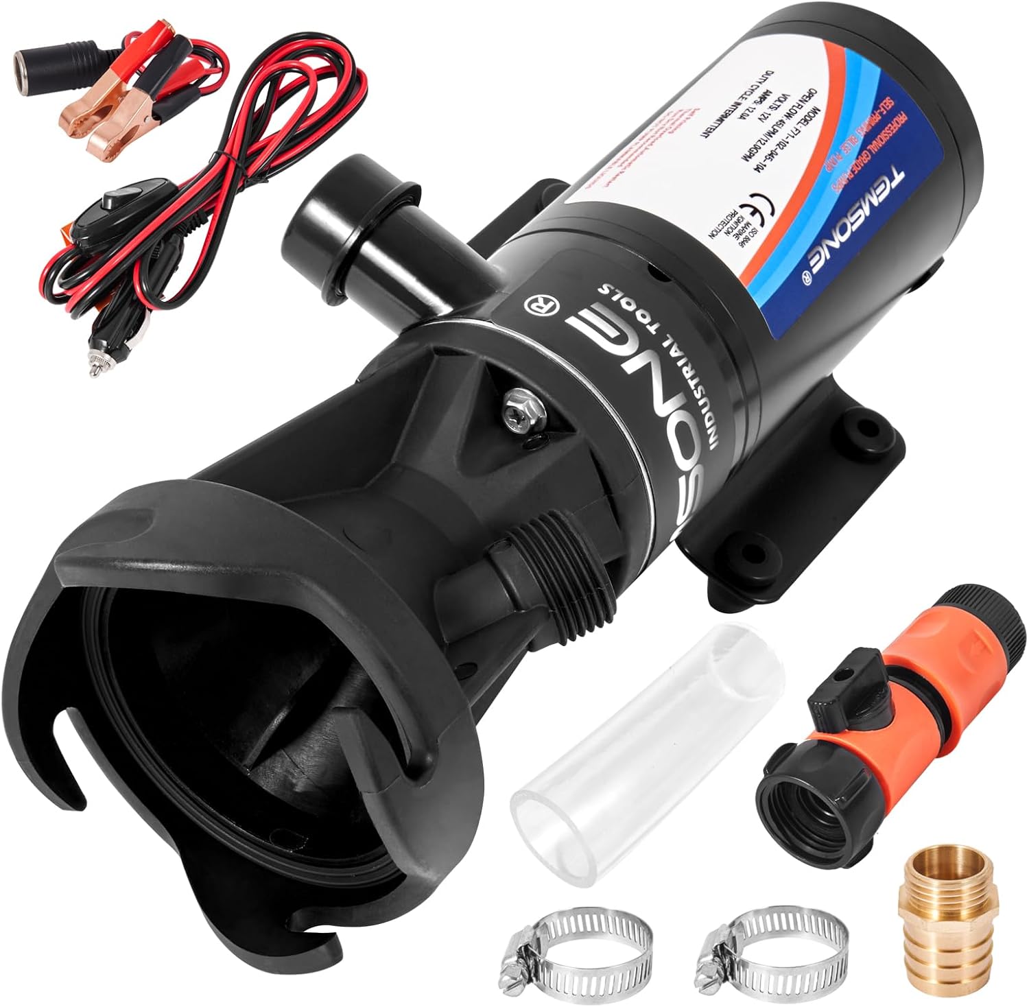 TEMSONE 12V RV Portable Macerator Pump, Waste Water Pump