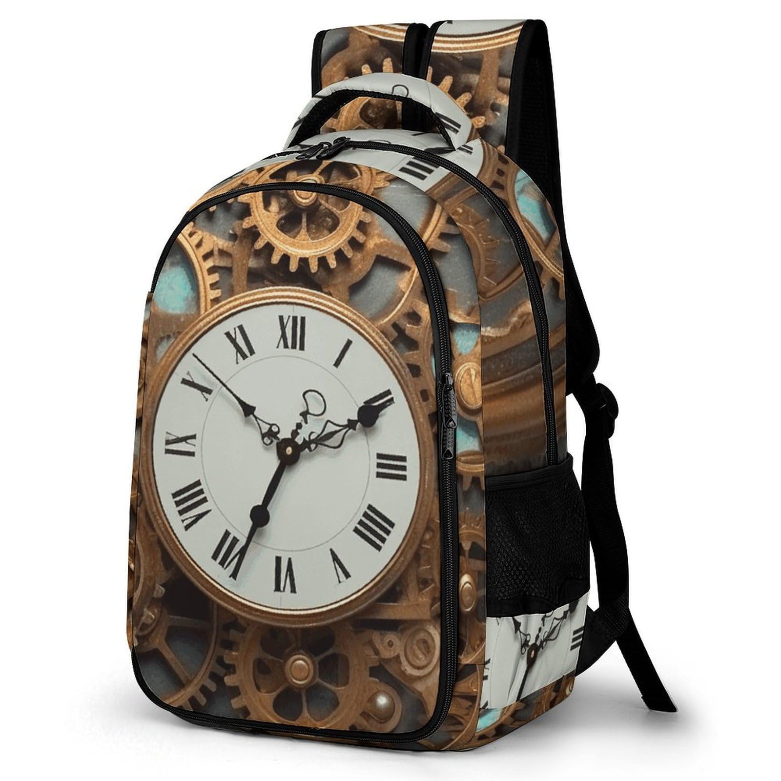 Bvkwntsa Unisex Rusty Steampunk Clock Travel Backpack- Printed Backpack-Large Capacity Backpack-Suitable For Travel And Work