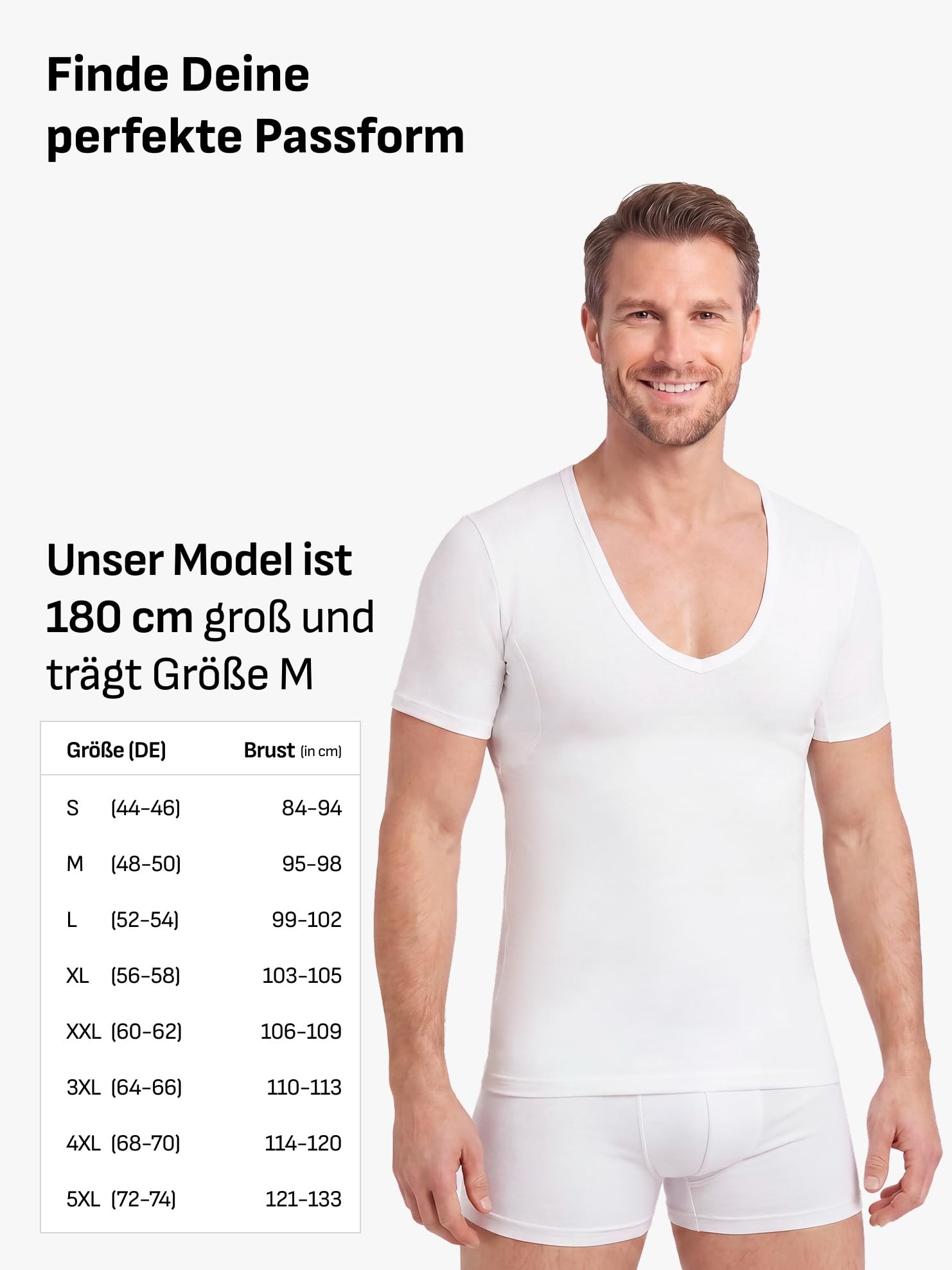 FINN Herren Anti-Schweiß Shirt mit extra tiefem V-Ausschnitt gegen Schweißflecken