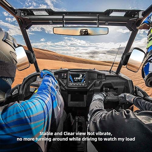 Miniatura 2 de Espejos laterales UTV con jaula de barra antivuelco de 1.75 a 2 pulgadas, espejos UTV, espejo RZR ajustable de 360 grados, compatible con Polaris