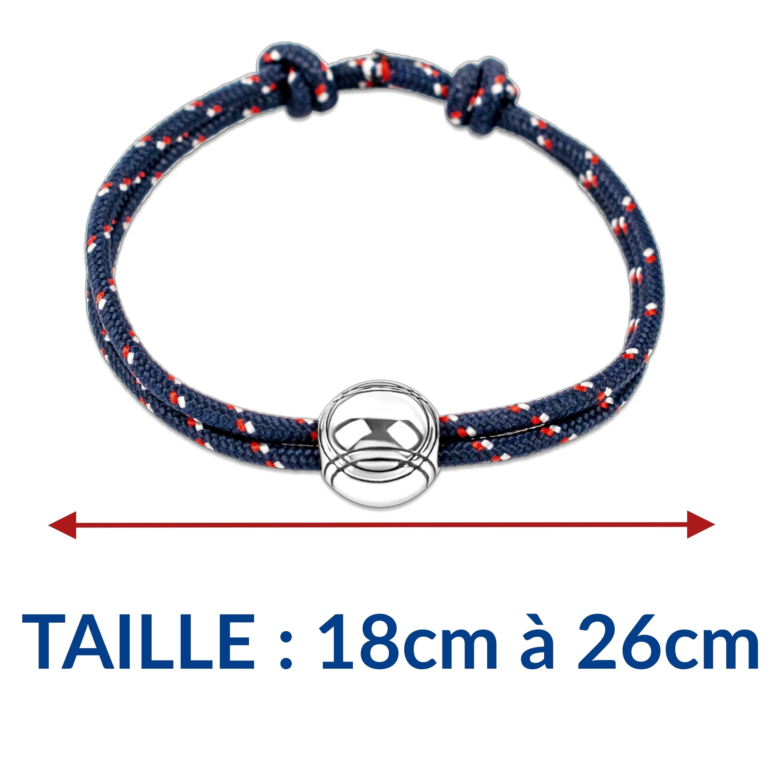 Bracelet pétanque acier inoxydable réglable homme femme - Cadeau Noël anniversaire fête des pères