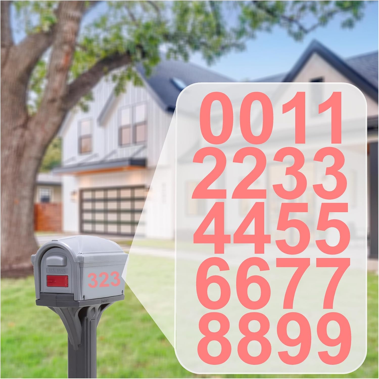 1" Inch Premium Mailbox Numbers (Soft Pink) - Waterproof Stickers for Outside Mailboxes, Personalized Numbers for Mailbox, Multi Purpose Fade Resistant Mailbox Numbers - by Custom Decal US