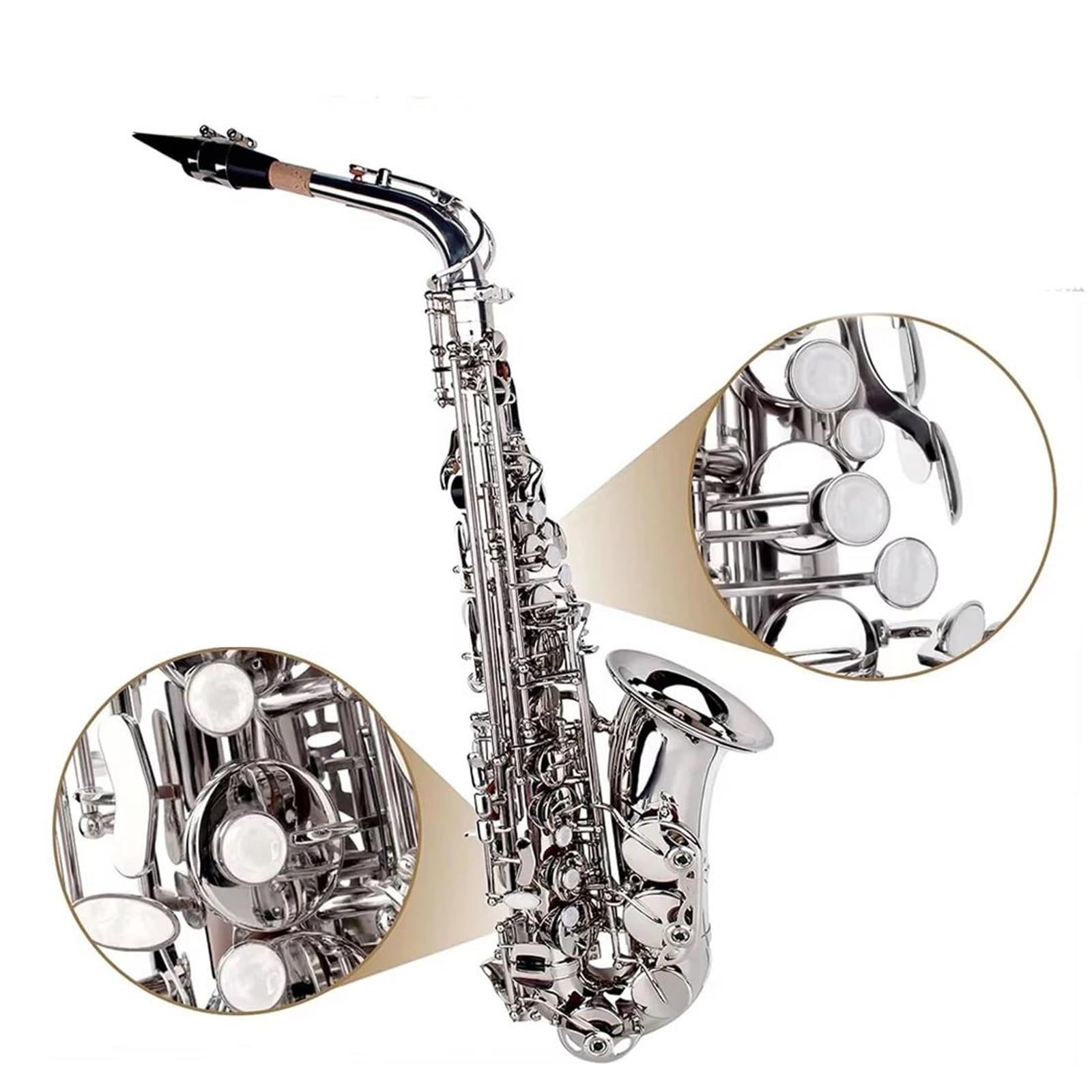 Saksofon altowy pojedynczy zestaw Eb klucz srebrny korpus mosiężny profesjonalny instrument dęty drewniany Saksofon