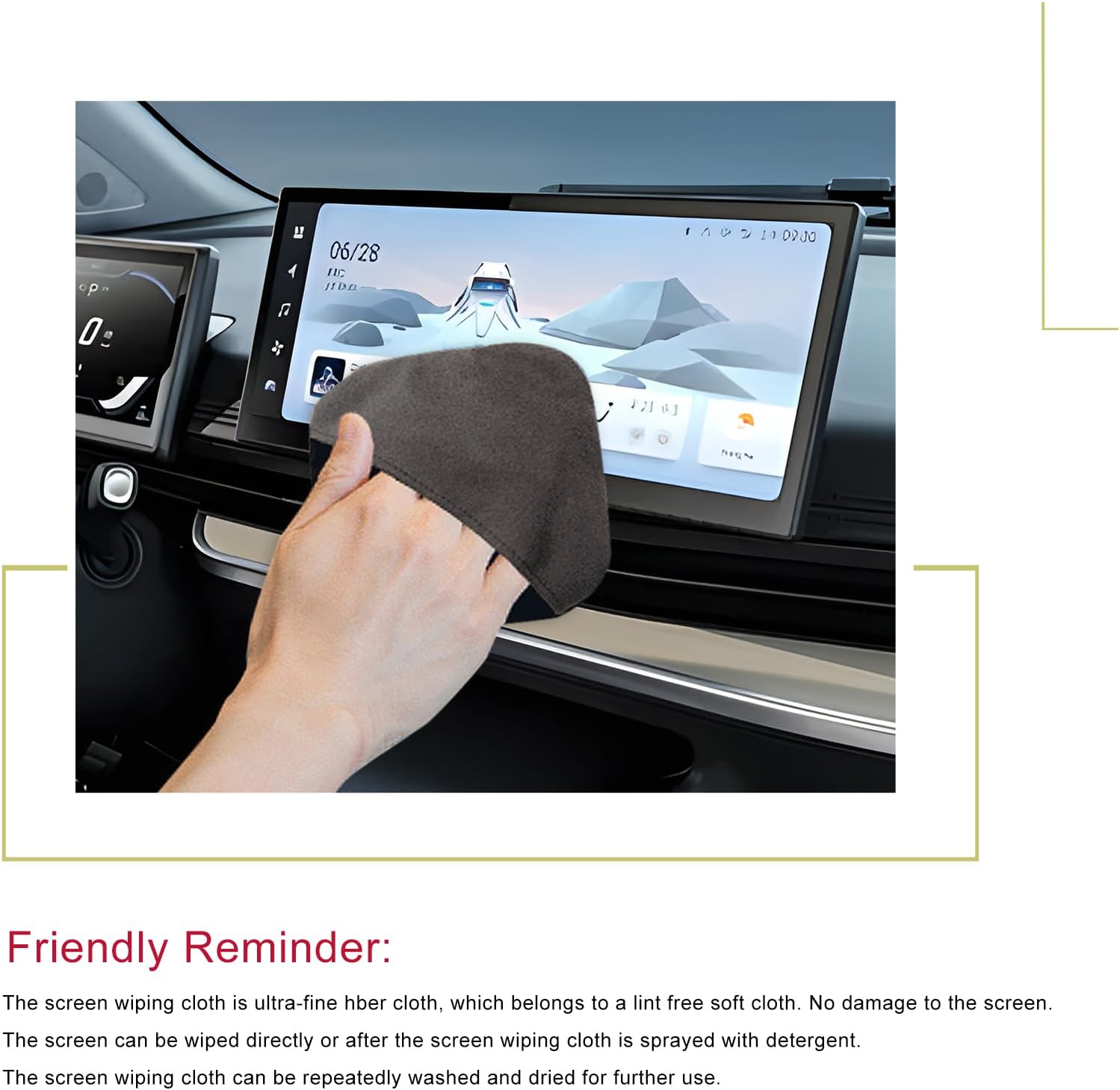 Car Screen Cleaner, 4.13"×4.13" Square Auto Touch Screen Cleaner Microfiber Cleaning Pad, Scratch-Free Microfiber Cleaning Wipe for Vehicle Dashboard LCD Display Laptop