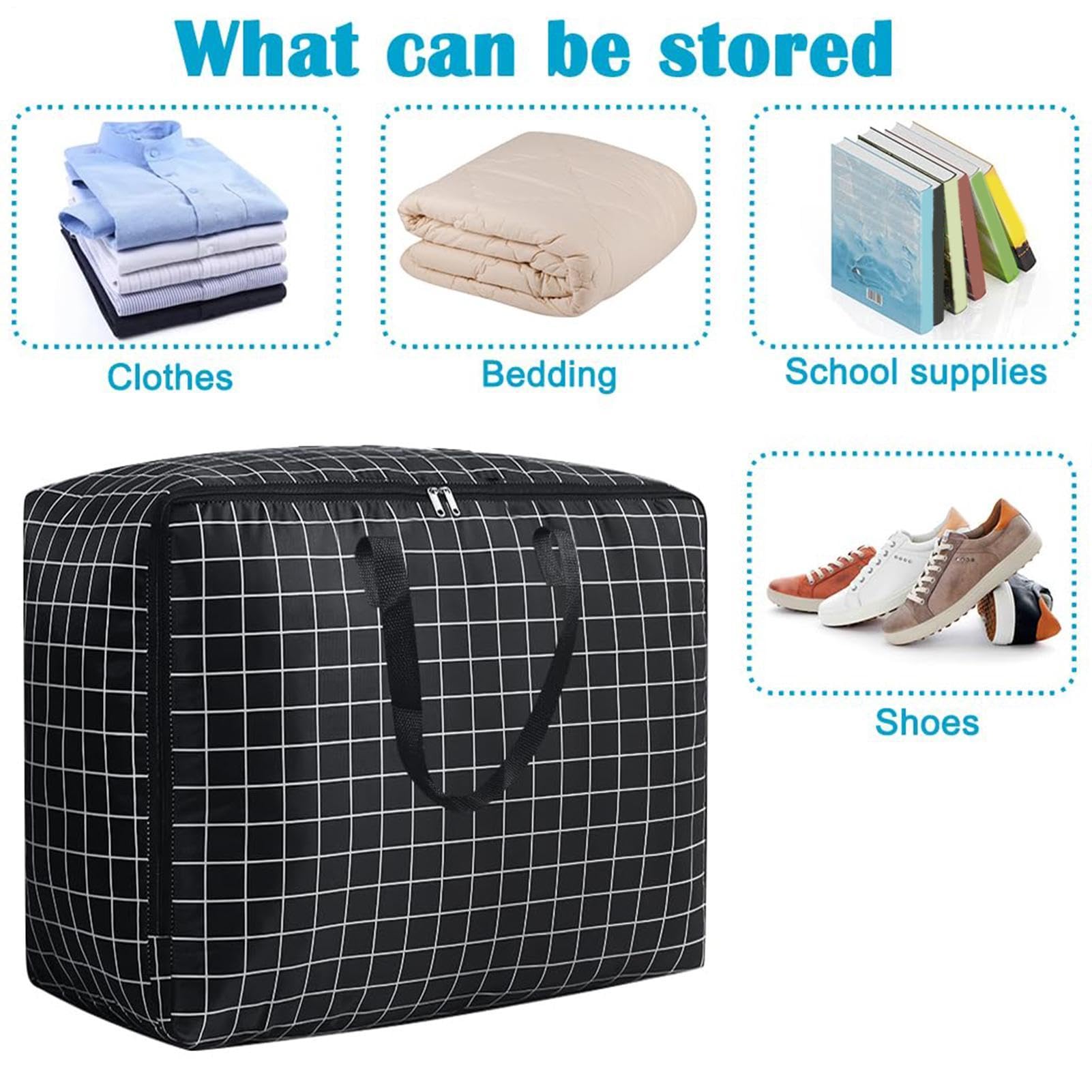 Bolsas De Almacenamiento Grandes - Cajas Impermeables De Tela Oxford De 75 L | Bolsas Para Mudanzas Con Asas Y Cremalleras, Organizador Duradero Para El Hogar, Viajes, Universidad, Dormitorio, Armario